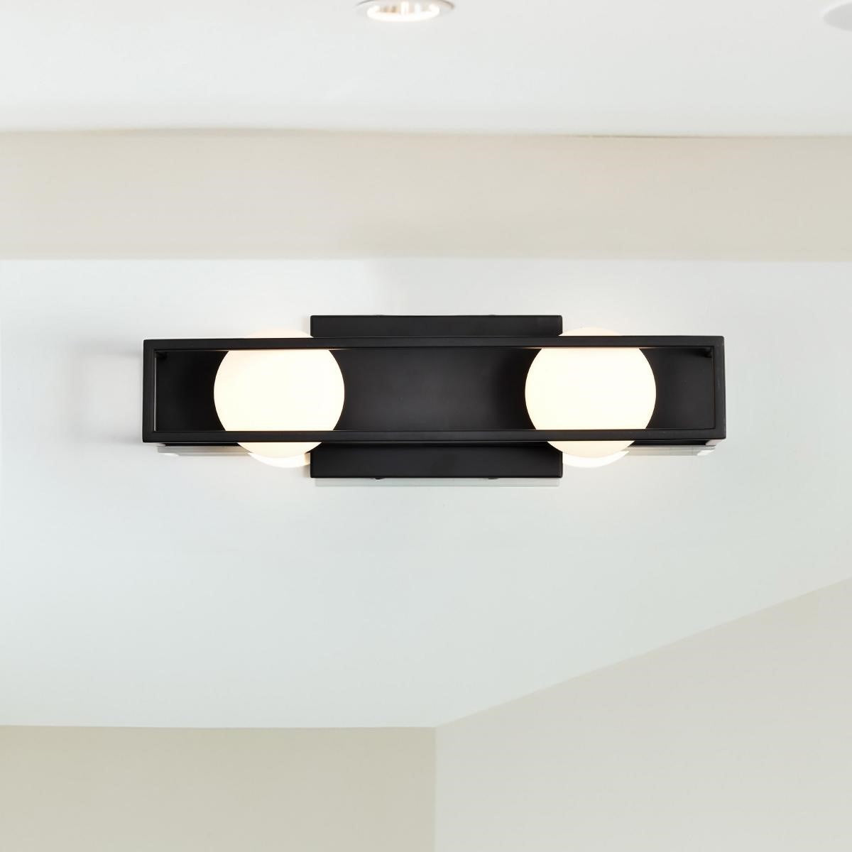 Jenkins 16" 2 Lights LED Bathroom Vanity Light, Matte Black Finish - Bees Lighting