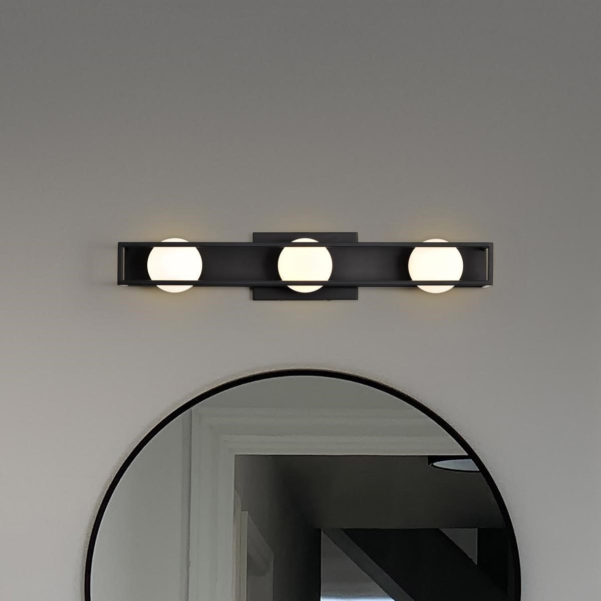 Jenkins 24" 3 Lights LED Bathroom Vanity Light, Matte Black Finish - Bees Lighting