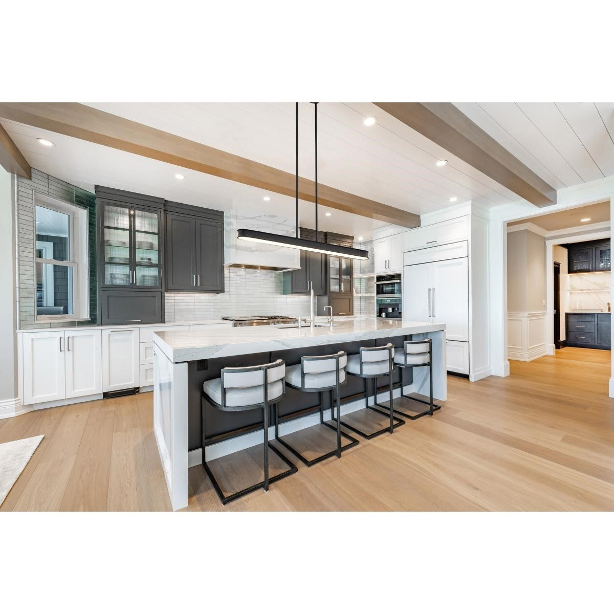 Longford 36" LED Kitchen Island Pendant, Textured Black Finish - Bees Lighting