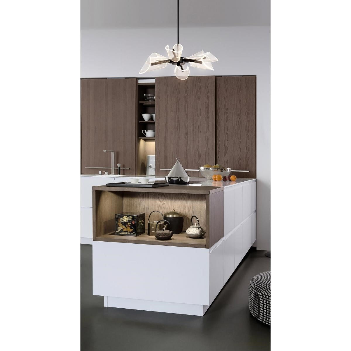 Sedona LED Chandelier, Matte Black Finish, Silk Screened Acrylic Lens - Bees Lighting