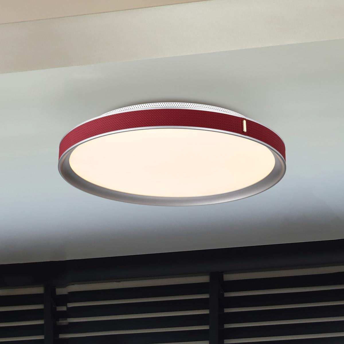 Bandon 20" LED Flush Mount, Gray with Red Wrap, Acrylic Lens - Bees Lighting