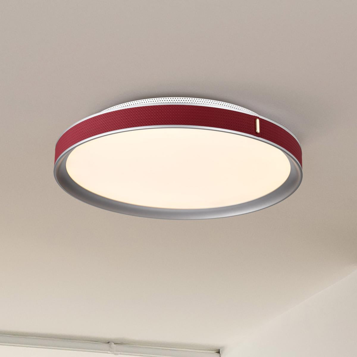 Bandon 20" LED Flush Mount, Gray with Red Wrap, Acrylic Lens - Bees Lighting