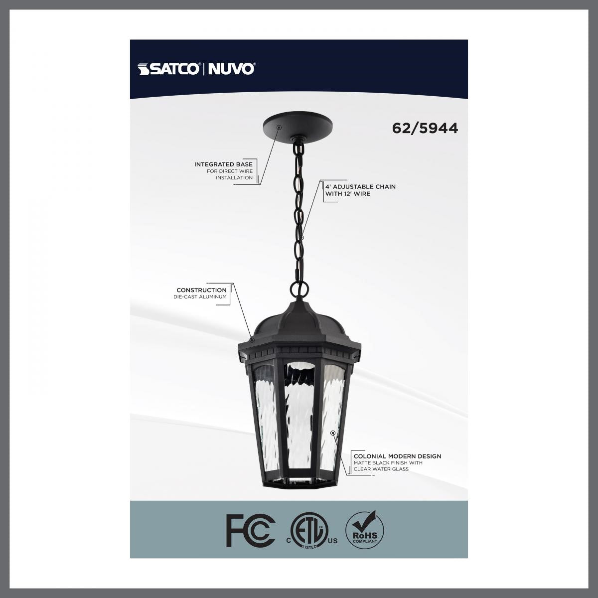 East River 15" Smart LED Outdoor Hanging Light, RGBTW, Matte Black Finish - Bees Lighting