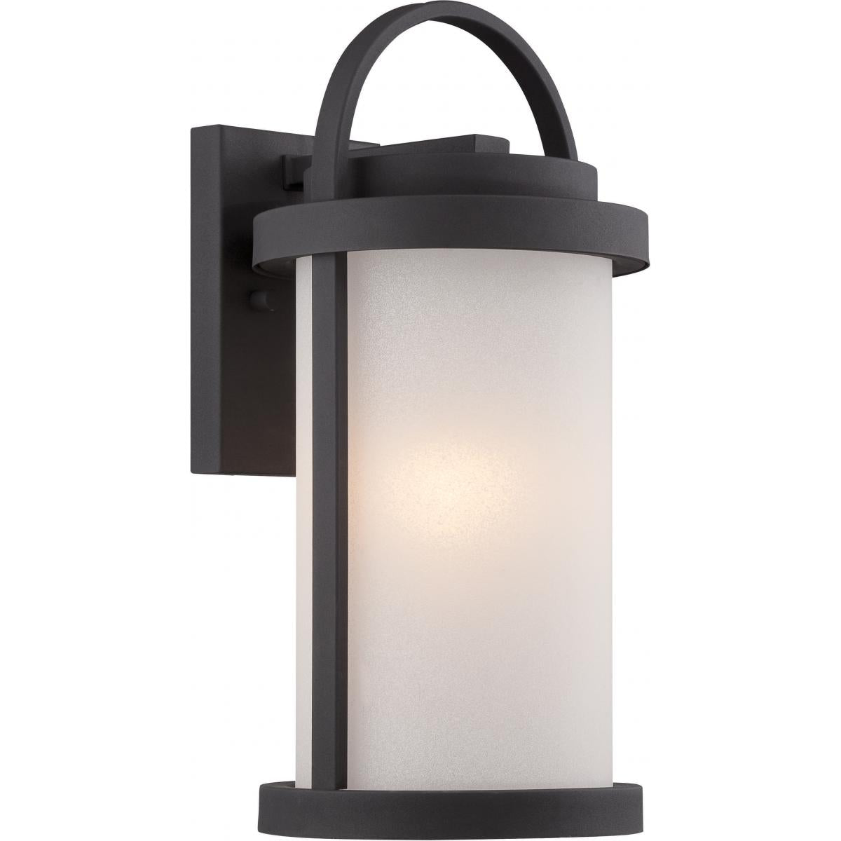 Willis LED Outdoor Wall Light Black Finish, Antique White Glass - Bees Lighting