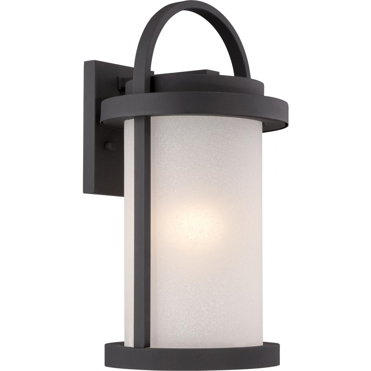 Willis LED Outdoor Wall Light Black Finish, Antique White Glass - Bees Lighting