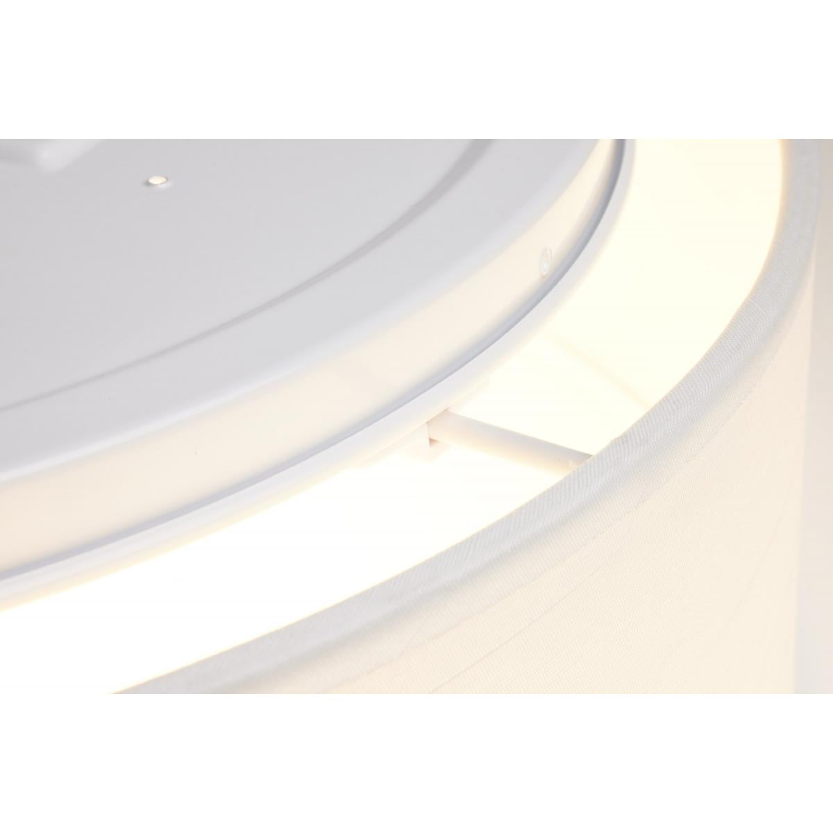 15" LED Flush Mount Ceiling Light with White Fabric Shade, 3CCT - Bees Lighting