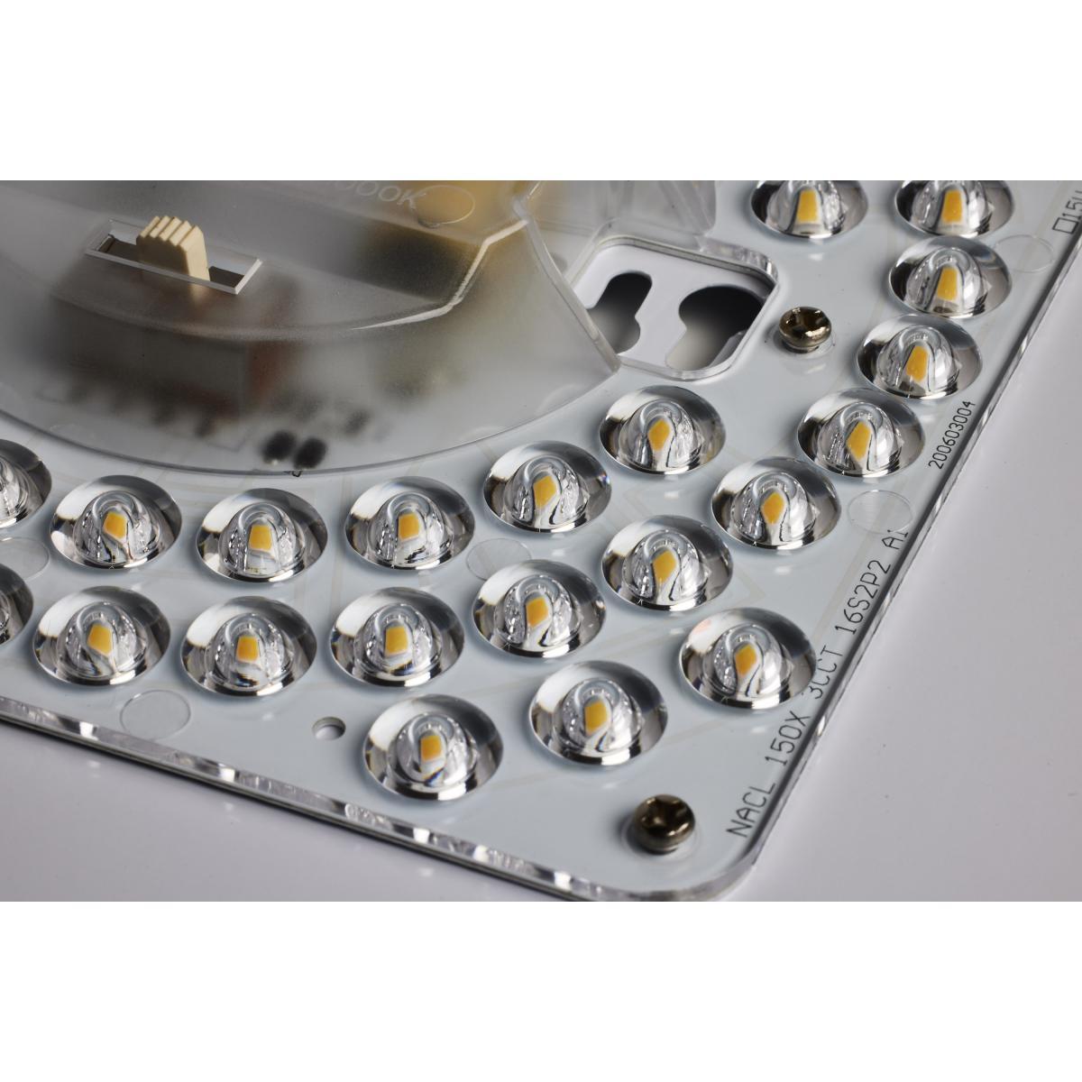 15" LED Flush Mount Ceiling Light with White Fabric Shade, 3CCT - Bees Lighting