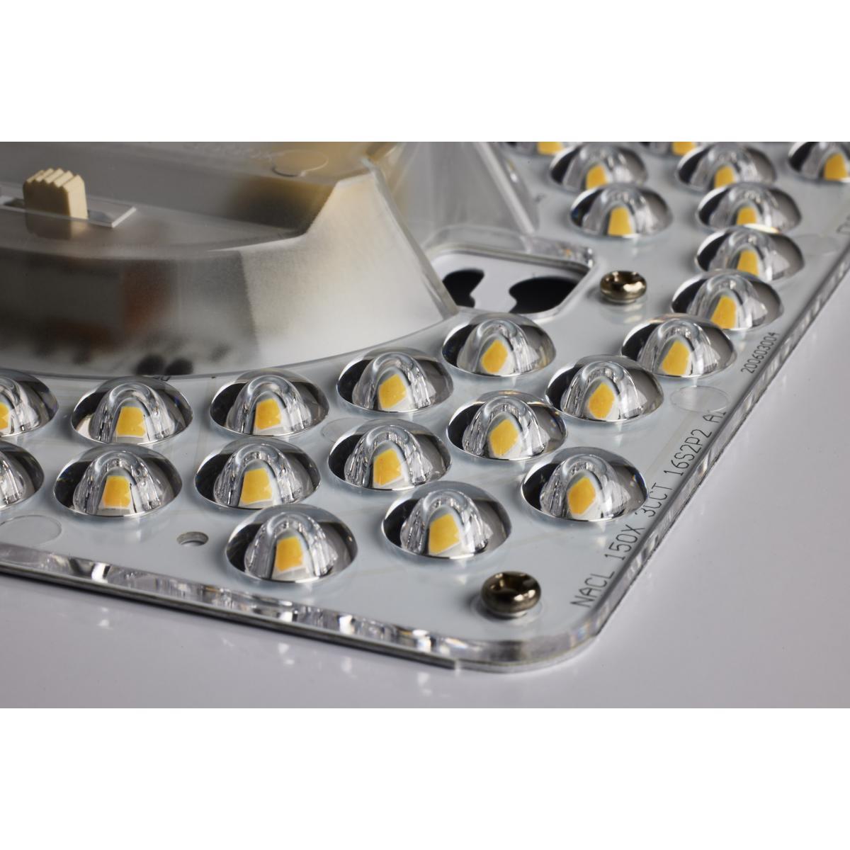 15" LED Flush Mount Ceiling Light with White Fabric Shade, 3CCT - Bees Lighting