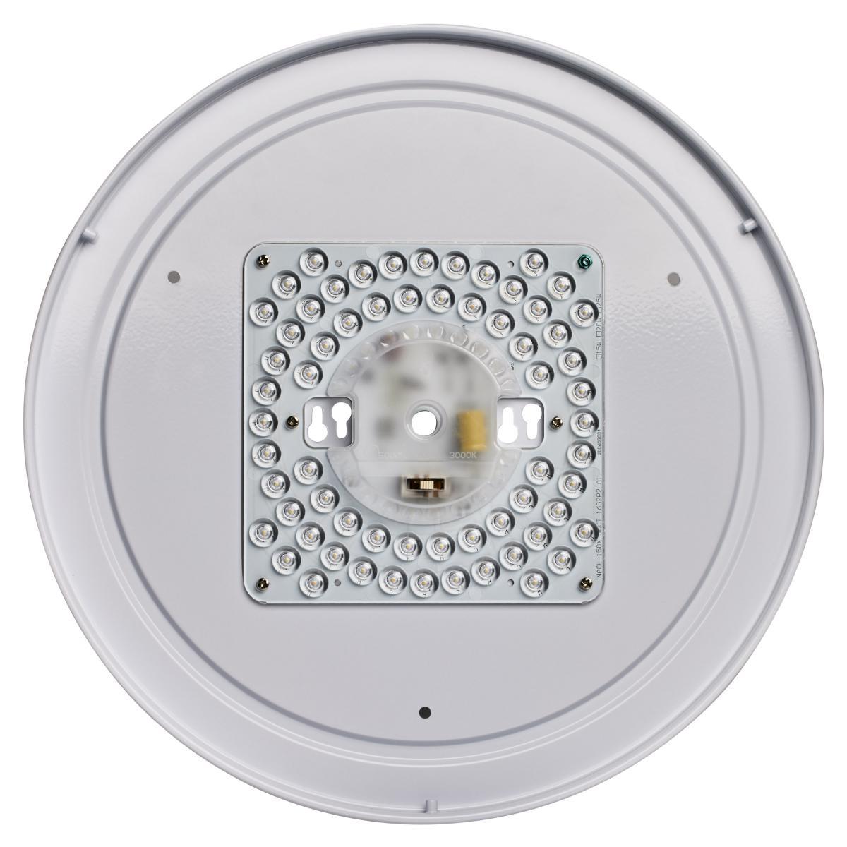 15" LED Flush Mount Ceiling Light with White Fabric Shade, 3CCT - Bees Lighting