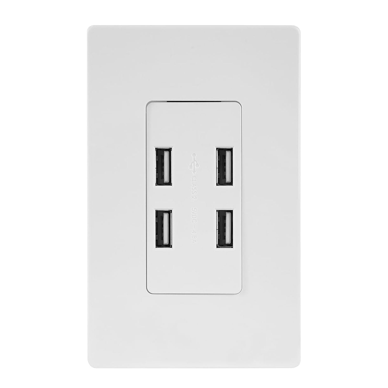 4.8 Amp Ultra High Speed 4-Port USB Wall Outlet, White - Bees Lighting