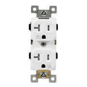 Commercial Grade 20 Amp Tamper and Weather-Resistant Duplex Outlet, White - Bees Lighting