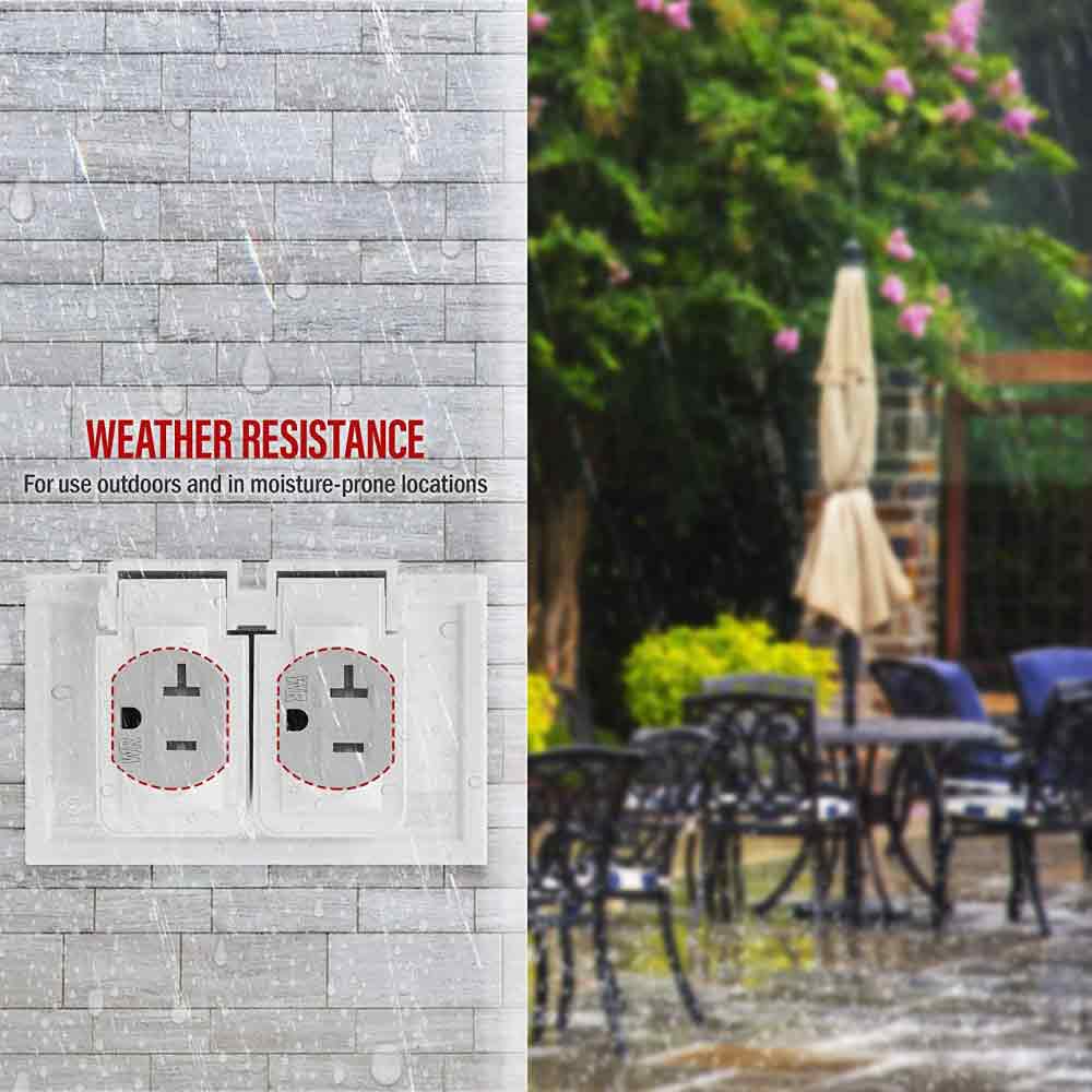 Commercial Grade 20 Amp Tamper and Weather-Resistant Duplex Outlet, White - Bees Lighting