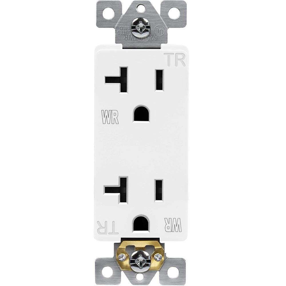 20 Amp Duplex Outlet Tamper and Weather-Resistant White