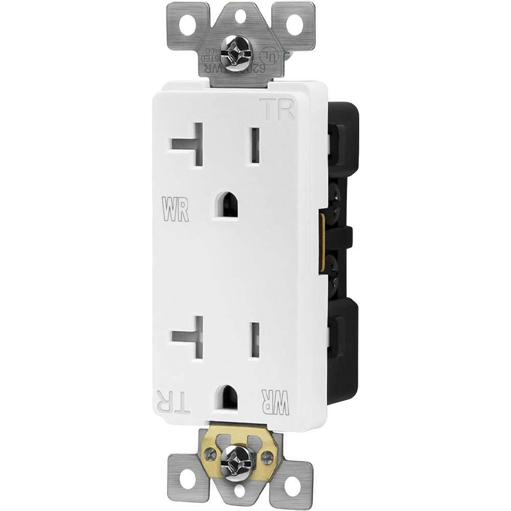 20 Amp Duplex Outlet Tamper and Weather-Resistant White