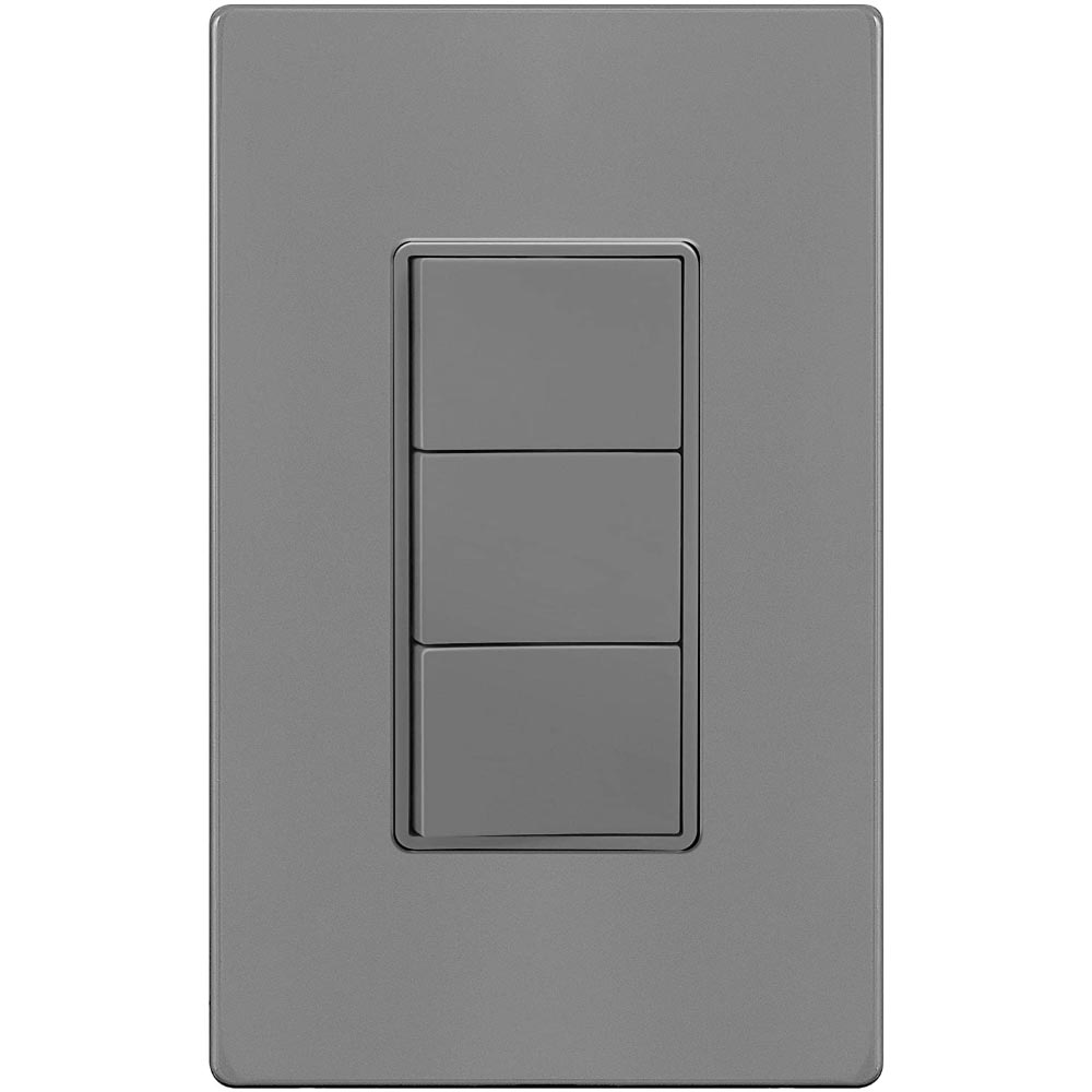 Triple Rocker Light Switch, Single Pole, Gray - Bees Lighting