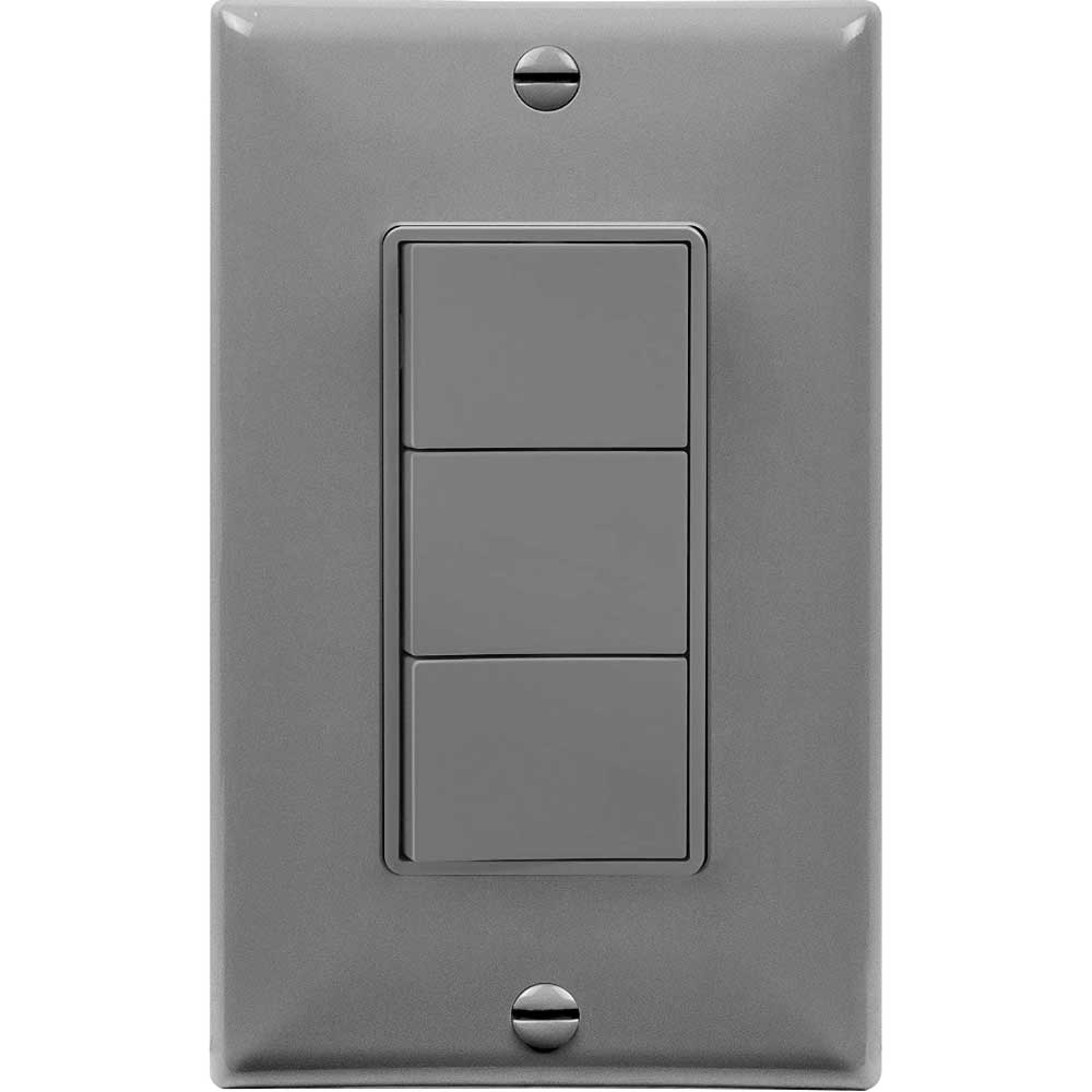 Triple Rocker Light Switch, Single Pole, Gray - Bees Lighting