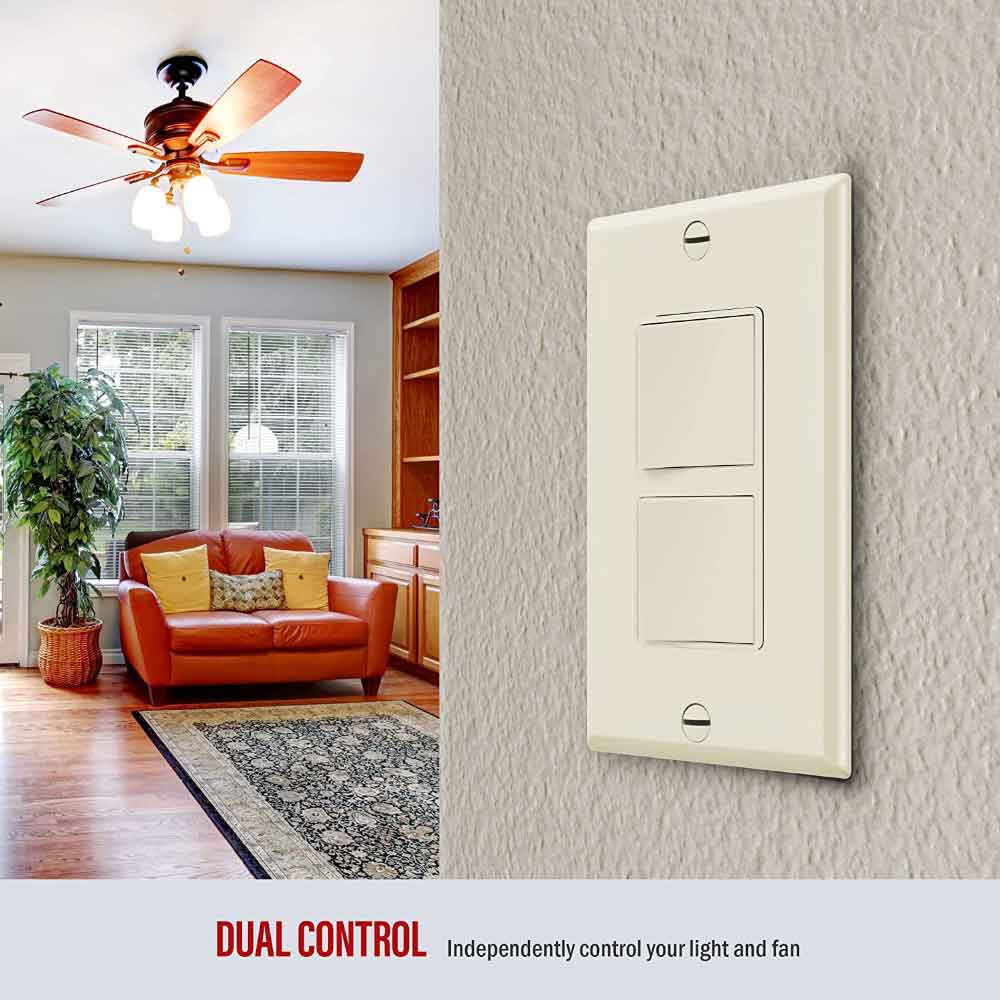 Single Pole Double Rocker Light Switch, Light Almond - Bees Lighting