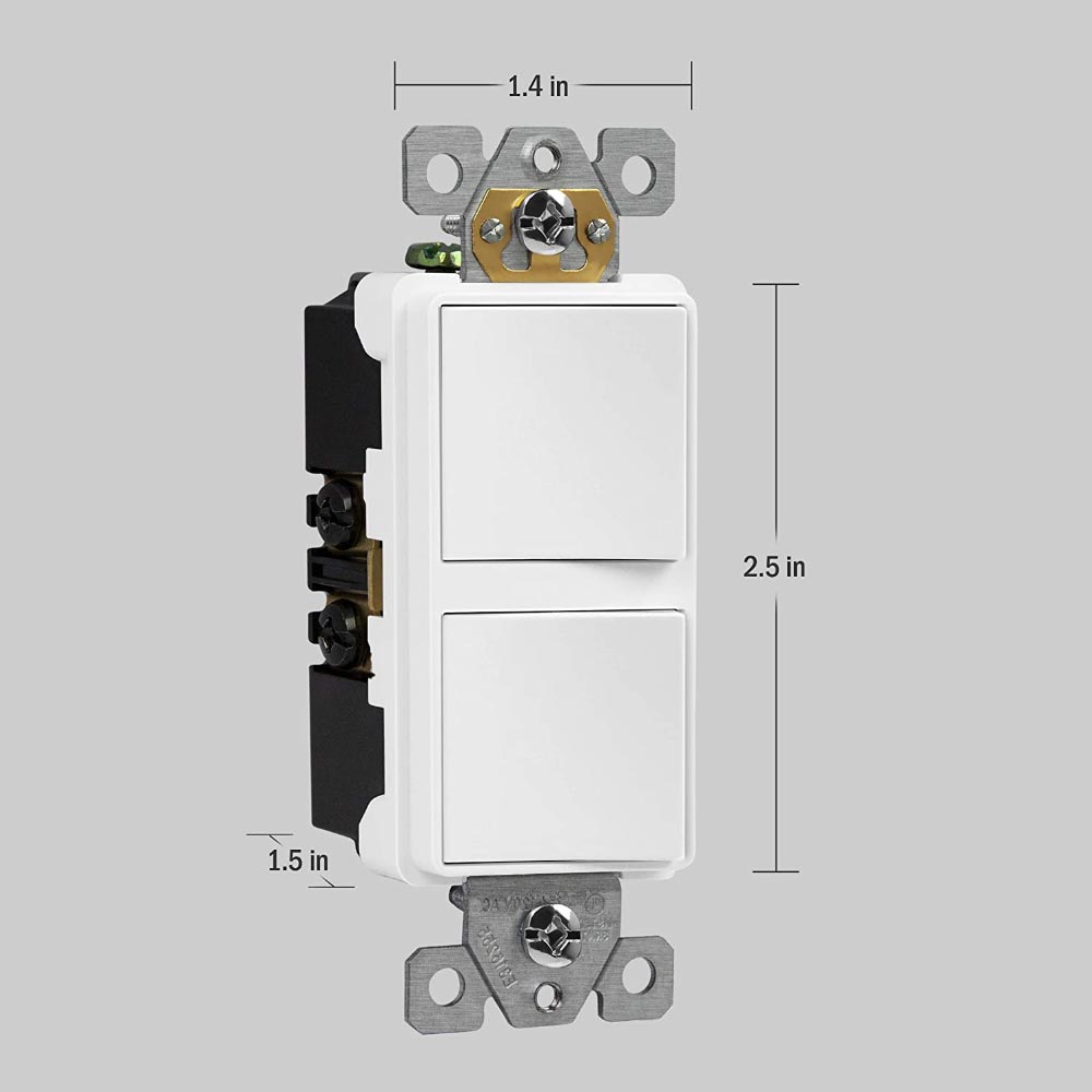 Dual Rocker Light Switch, Single Pole, White - Bees Lighting