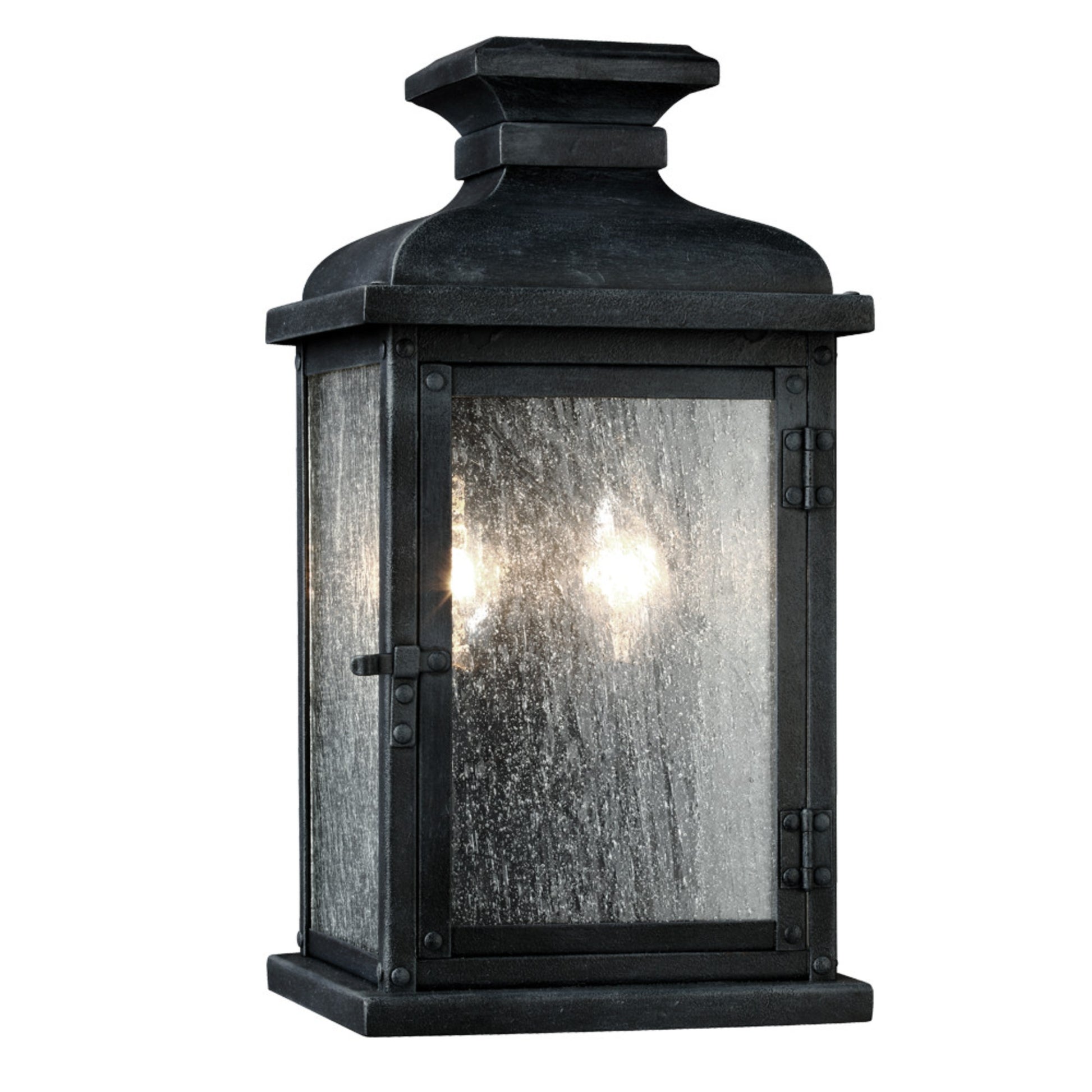 Pediment 13" Small Lantern, Dark Weathered Zinc Finish - Bees Lighting