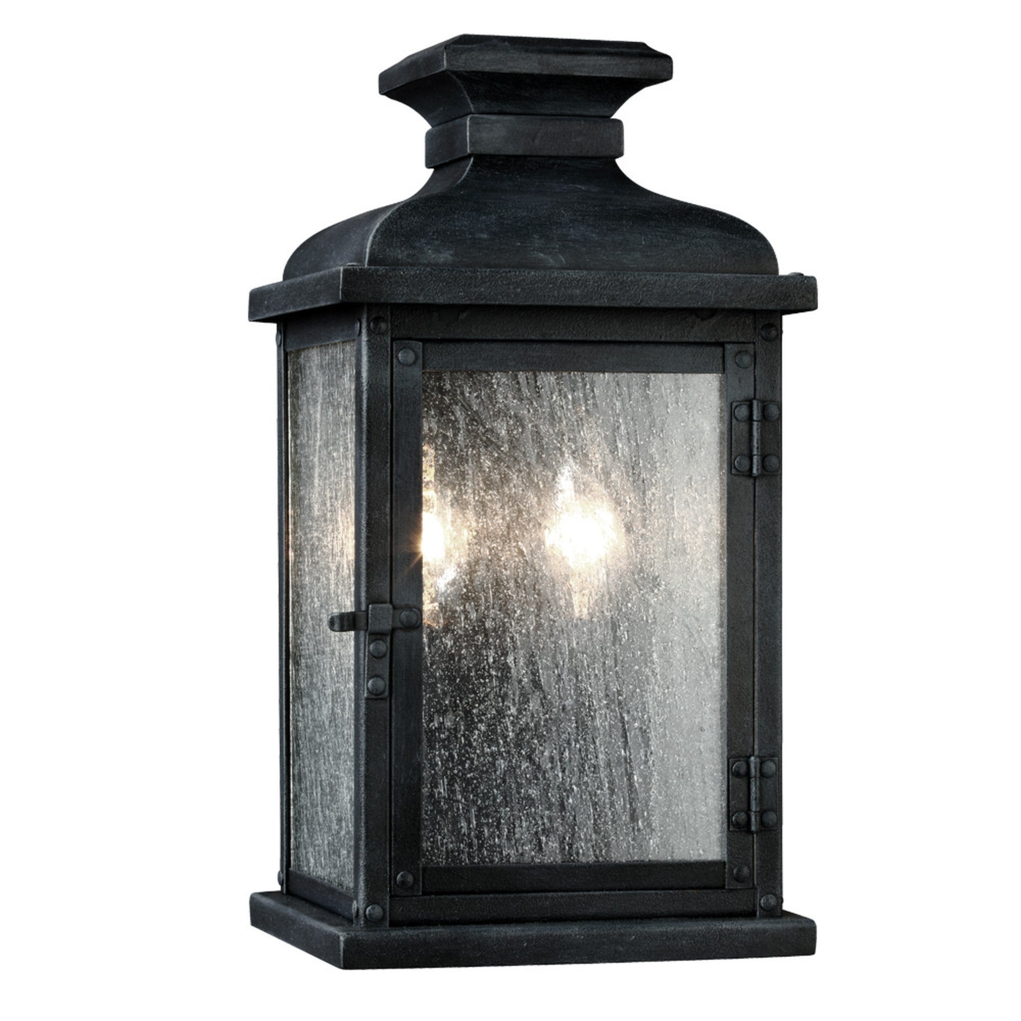 Pediment 13" Small Lantern, Dark Weathered Zinc Finish - Bees Lighting