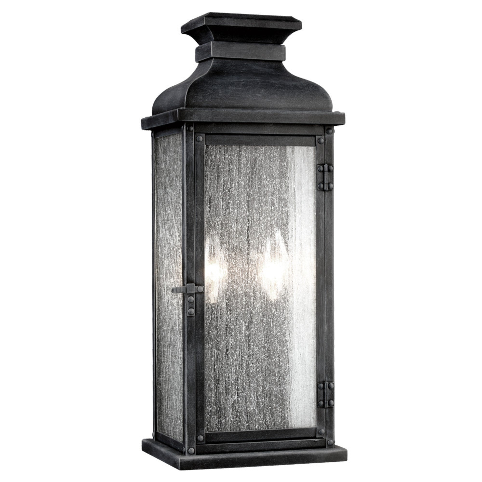 Pediment 18" Medium Lantern, Dark Weathered Zinc Finish - Bees Lighting