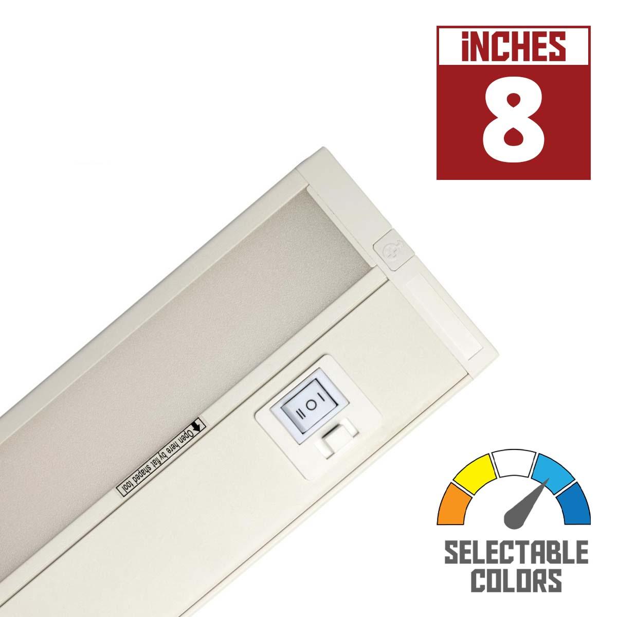 Counter Quick 8 Inch Under Cabinet LED Light, 366 Lumens, Linkable, CCT Selectable 30K/40K/50K, 120V - Bees Lighting