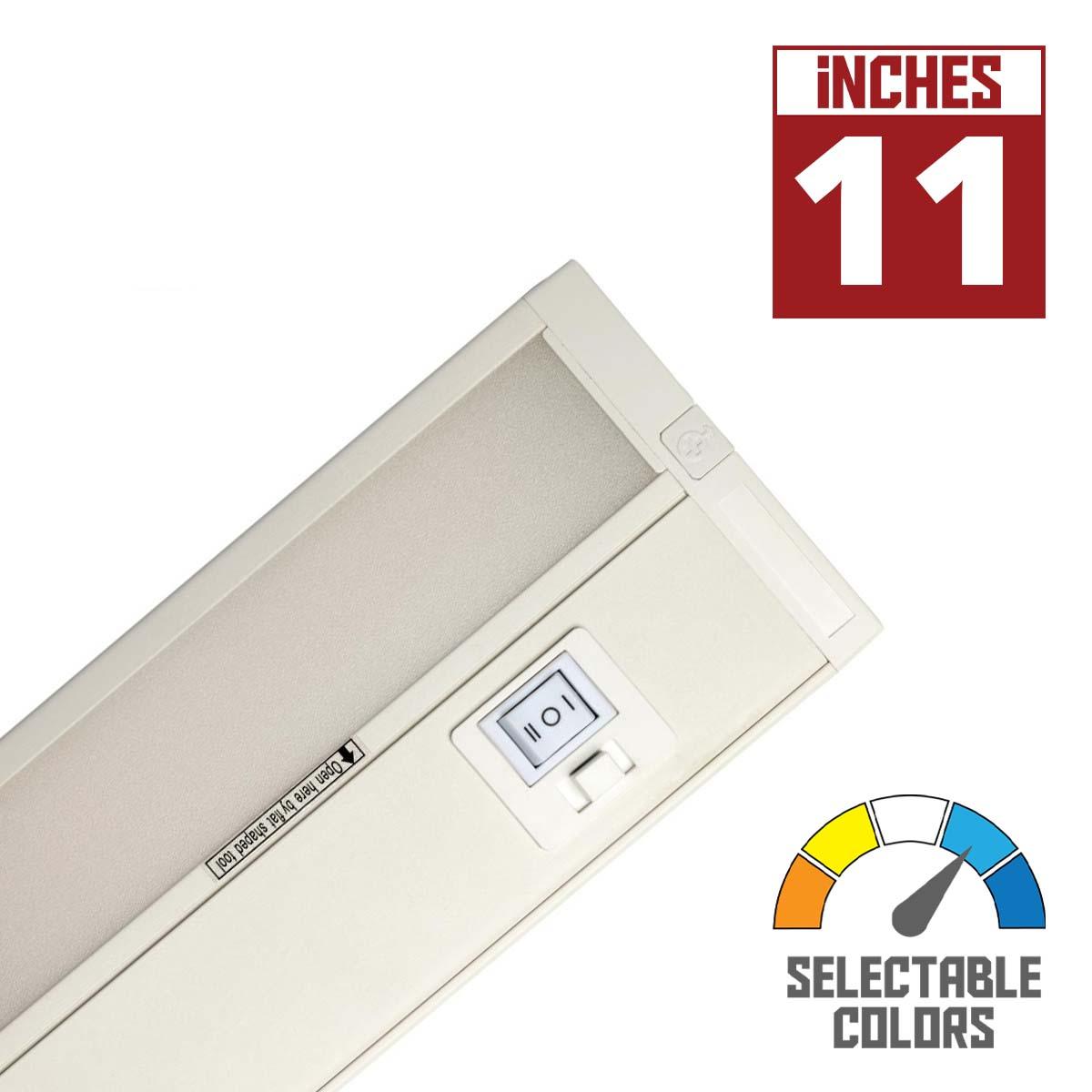 Counter Quick 11 Inch Under Cabinet LED Light, 456 Lumens, Linkable, CCT Selectable 30K/40K/50K, 120V - Bees Lighting