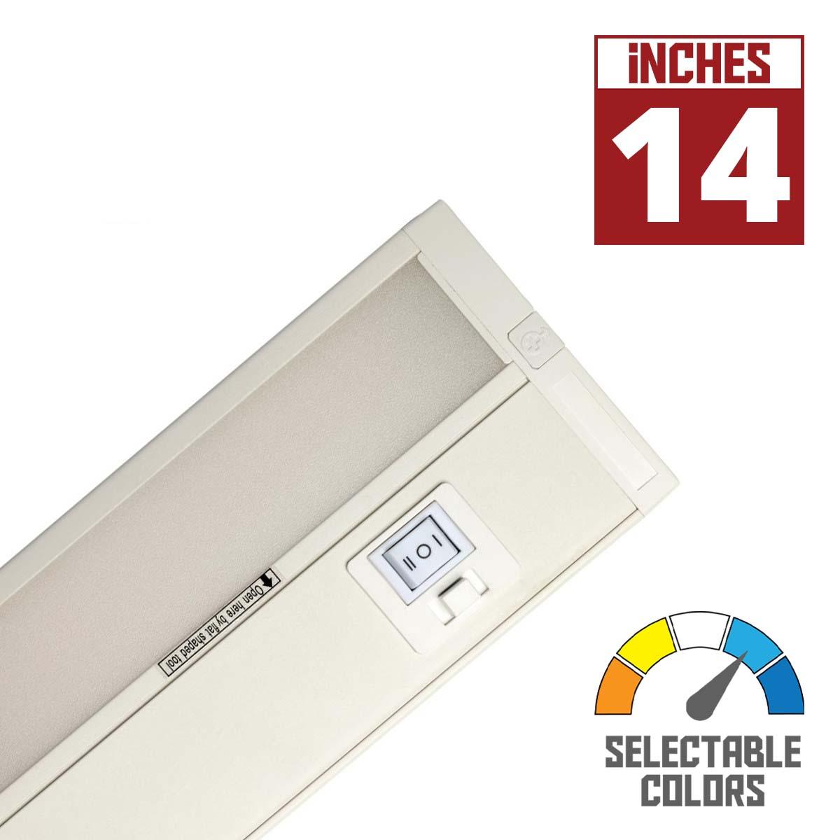 Counter Quick 14 Inch Under Cabinet LED Light, 647 Lumens, Linkable, CCT Selectable 30K/40K/50K, 120V - Bees Lighting