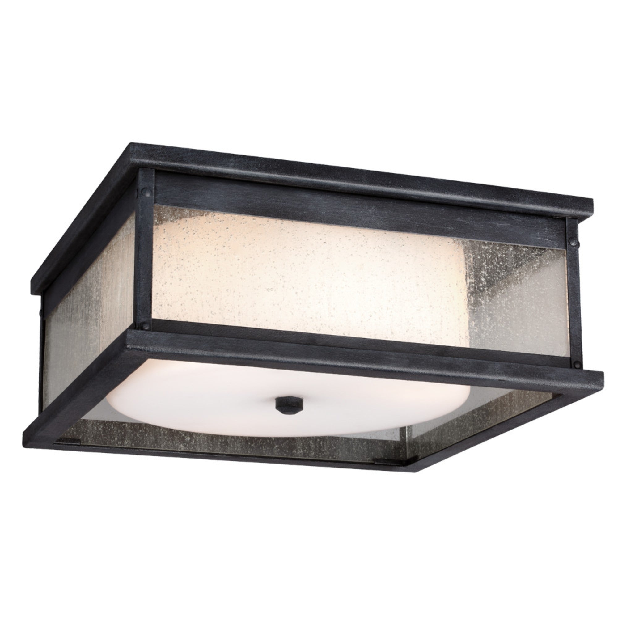 Pediment 13" Outdoor Flush Mount, Dark Weathered Zinc Finish - Bees Lighting