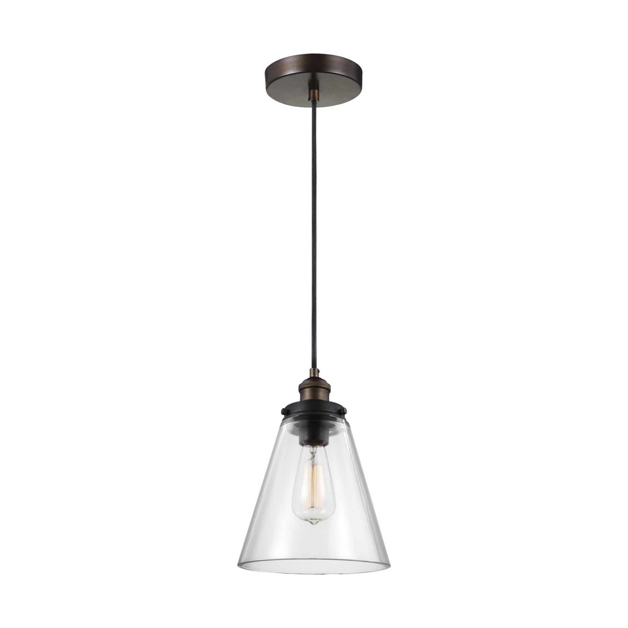 Baskin 9" Cone Pendant, Dark Weathered Zinc Finish - Bees Lighting