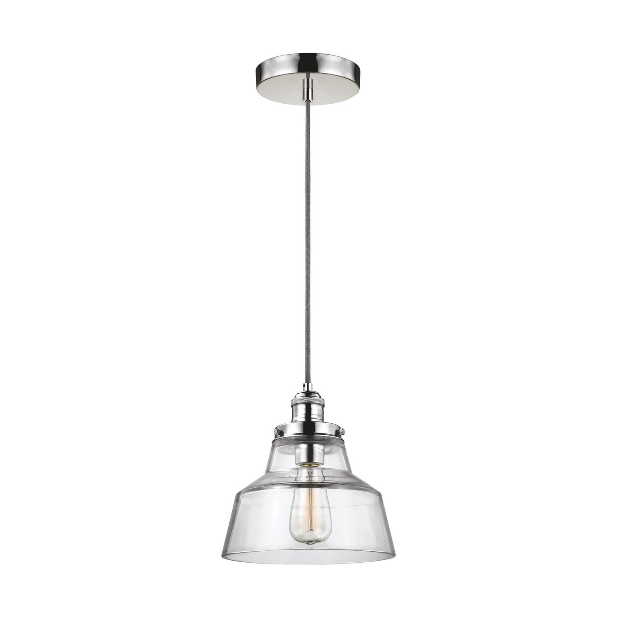 Baskin 10" Chimney Pendant, Polished Nickel Finish - Bees Lighting