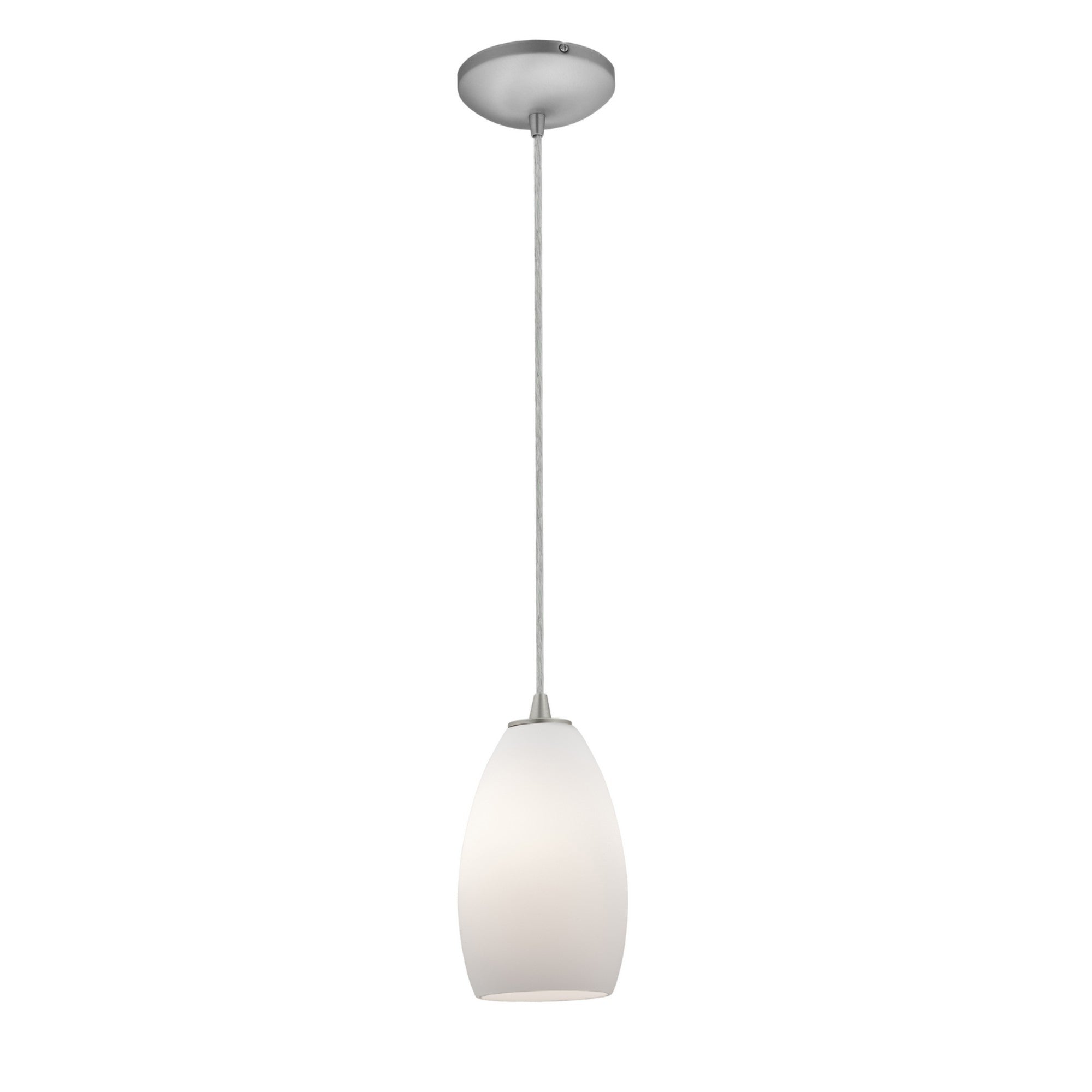 Champagne 9" Pendant, Brushed Steel Finish, Opal Diffuser, Cord - Bees Lighting