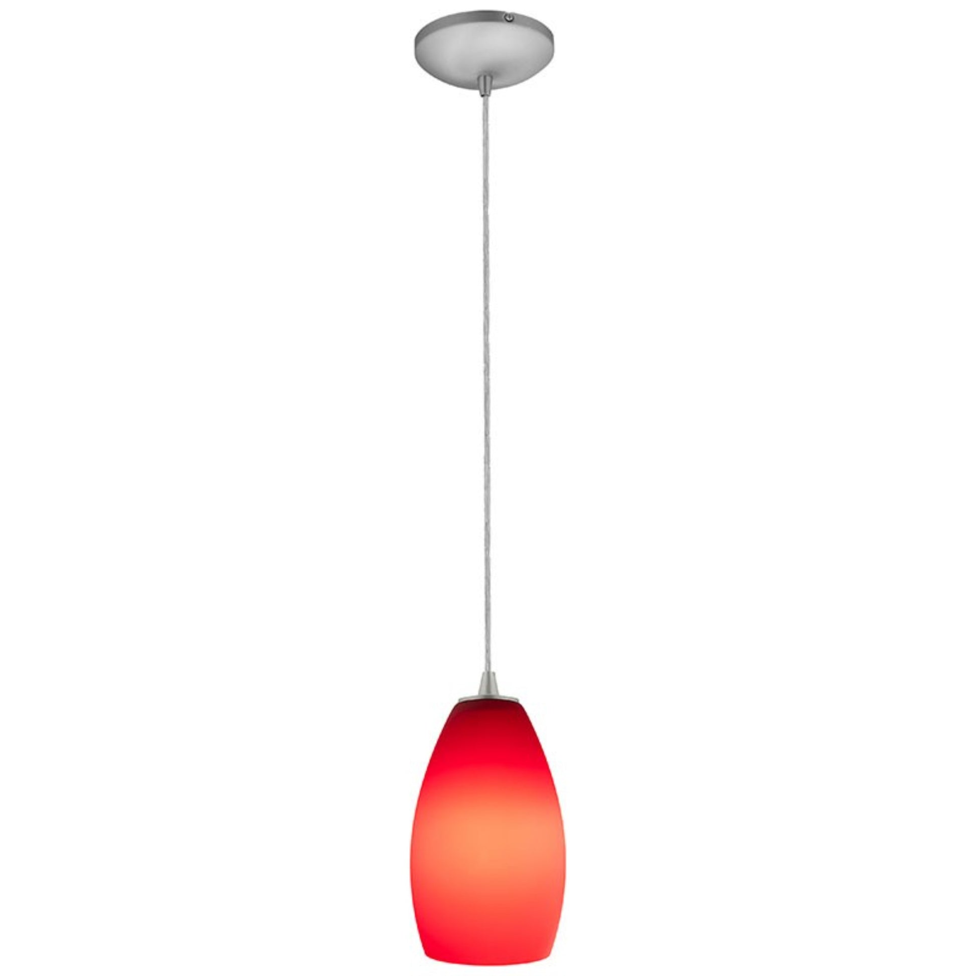 Champagne 9" Pendant, Brushed Steel Finish, Red Diffuser, Cord - Bees Lighting