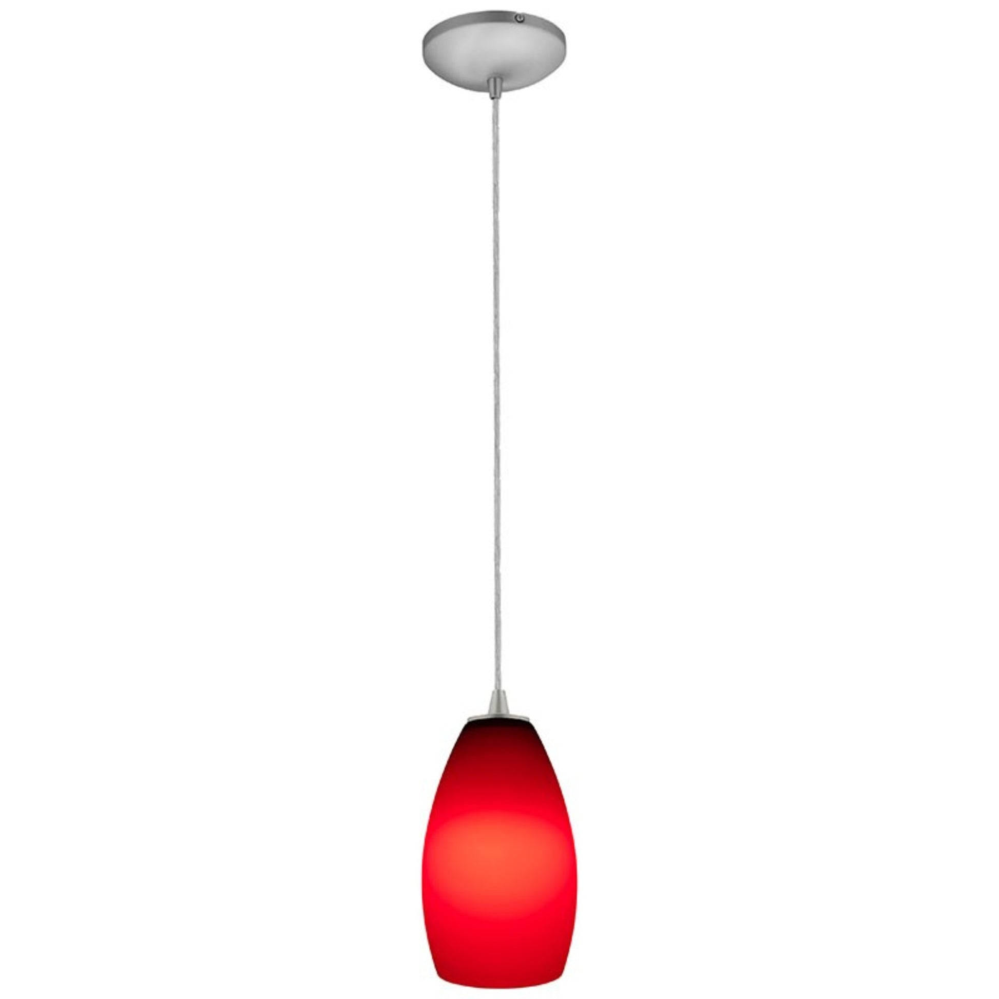 Champagne 9" Pendant, Brushed Steel Finish, Red Diffuser, Cord - Bees Lighting