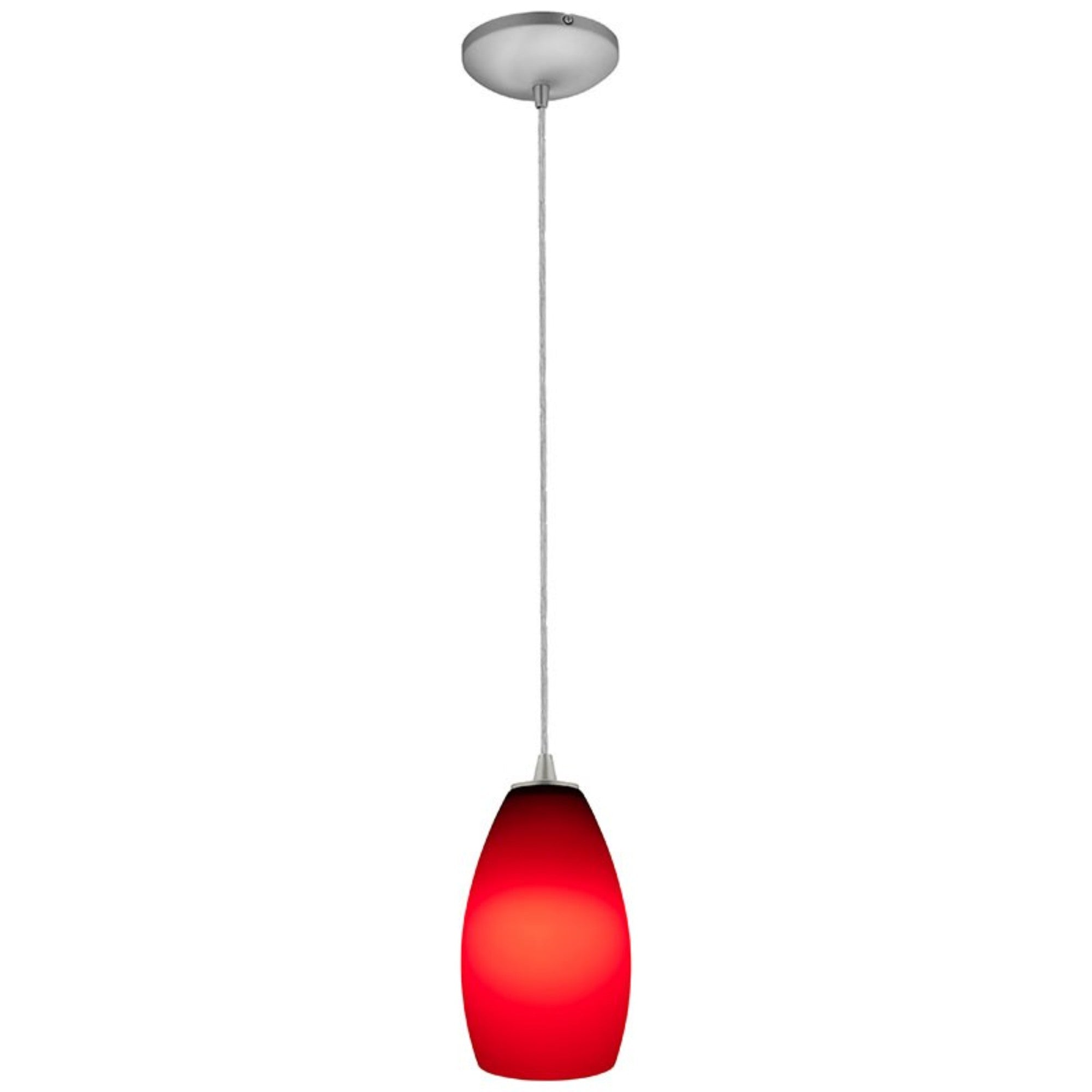 Champagne 9" Pendant, Brushed Steel Finish, Red Diffuser, Cord - Bees Lighting