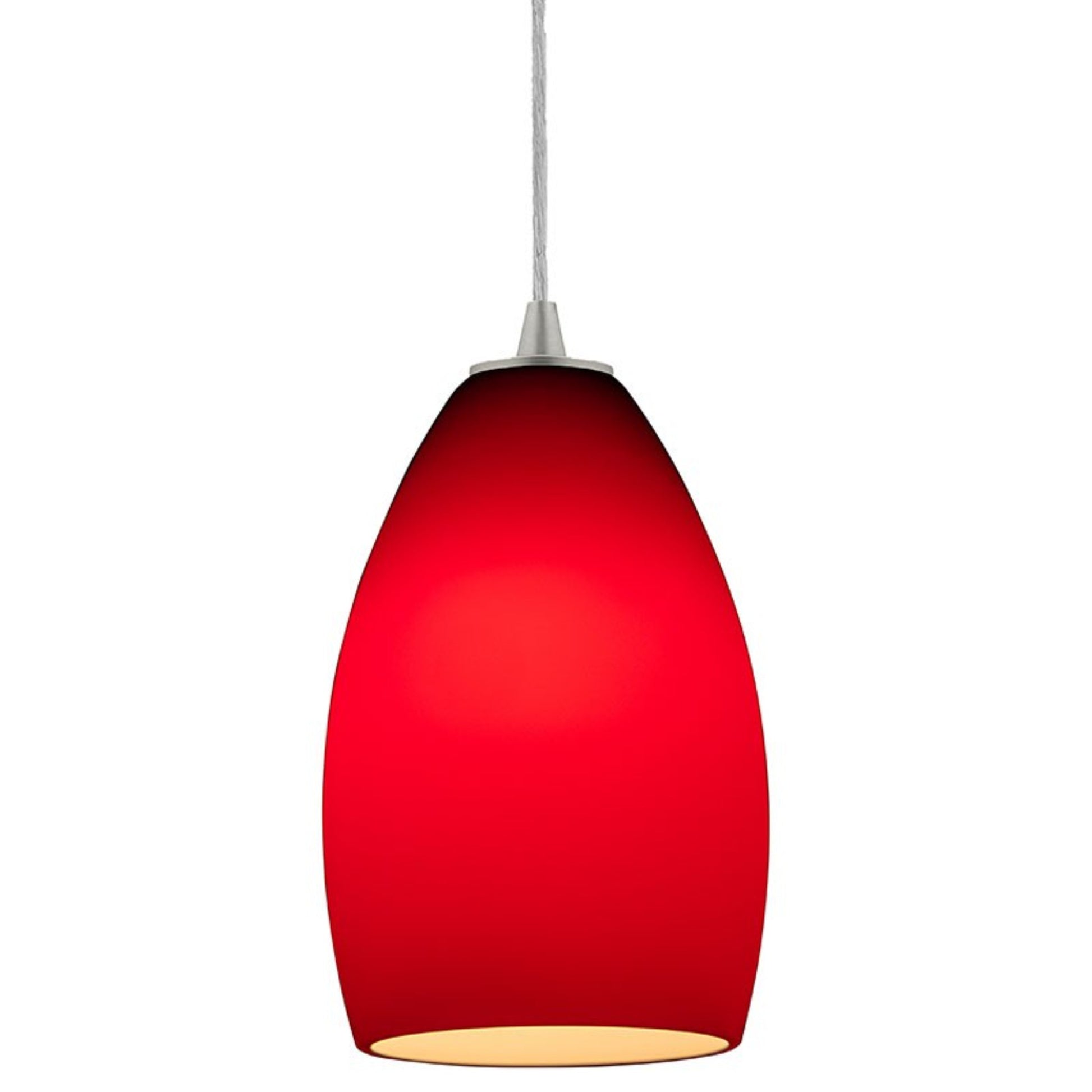 Champagne 9" Pendant, Brushed Steel Finish, Red Diffuser, Cord - Bees Lighting