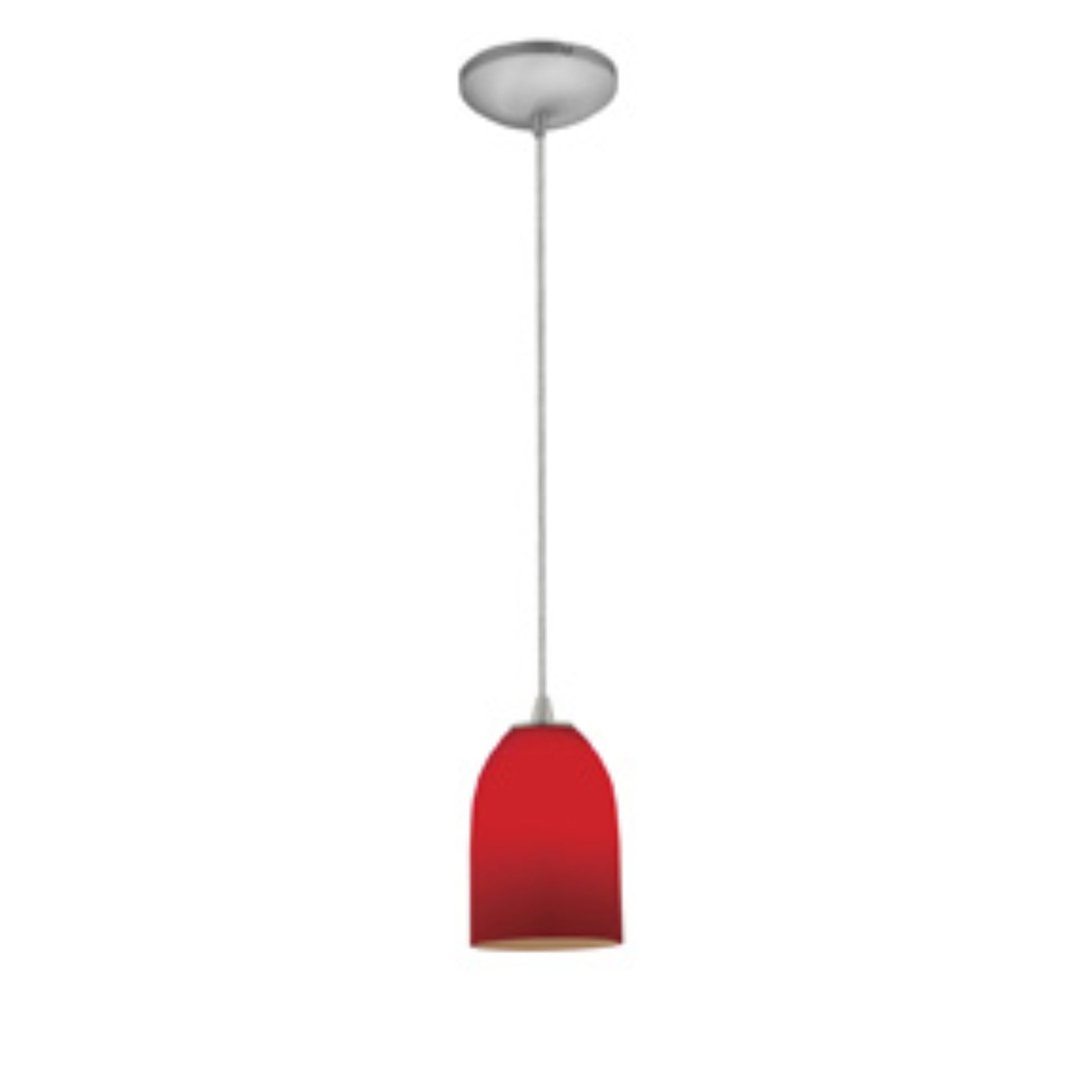 Champagne 9" Pendant, Brushed Steel Finish, Red Diffuser, Cord - Bees Lighting