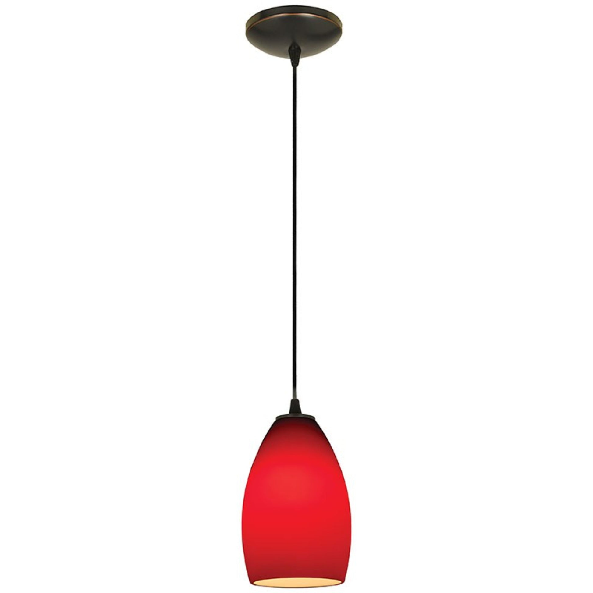Champagne 9" Pendant, Oil Rubbed Bronze Finish, Red Diffuser, Cord - Bees Lighting