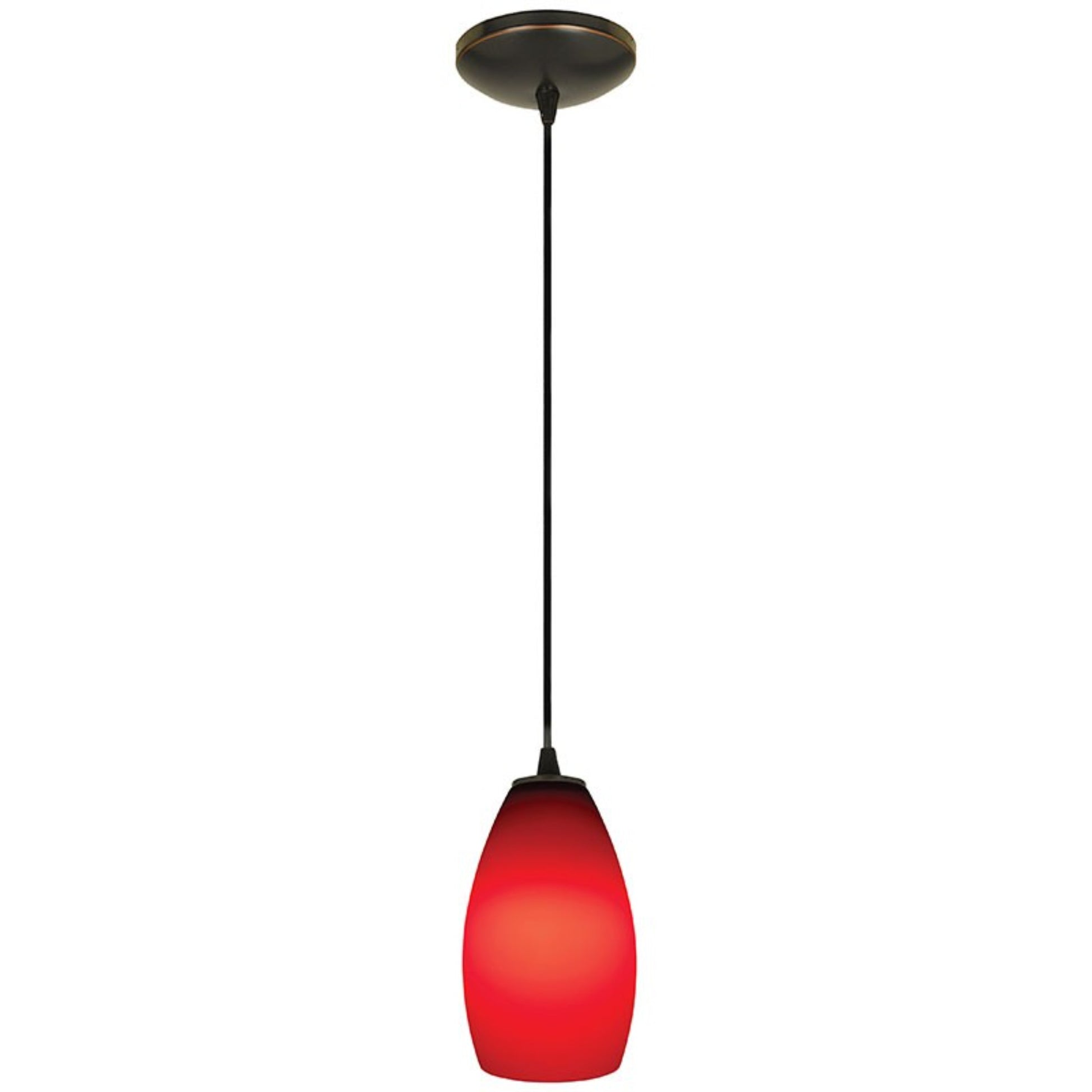 Champagne 9" Pendant, Oil Rubbed Bronze Finish, Red Diffuser, Cord - Bees Lighting