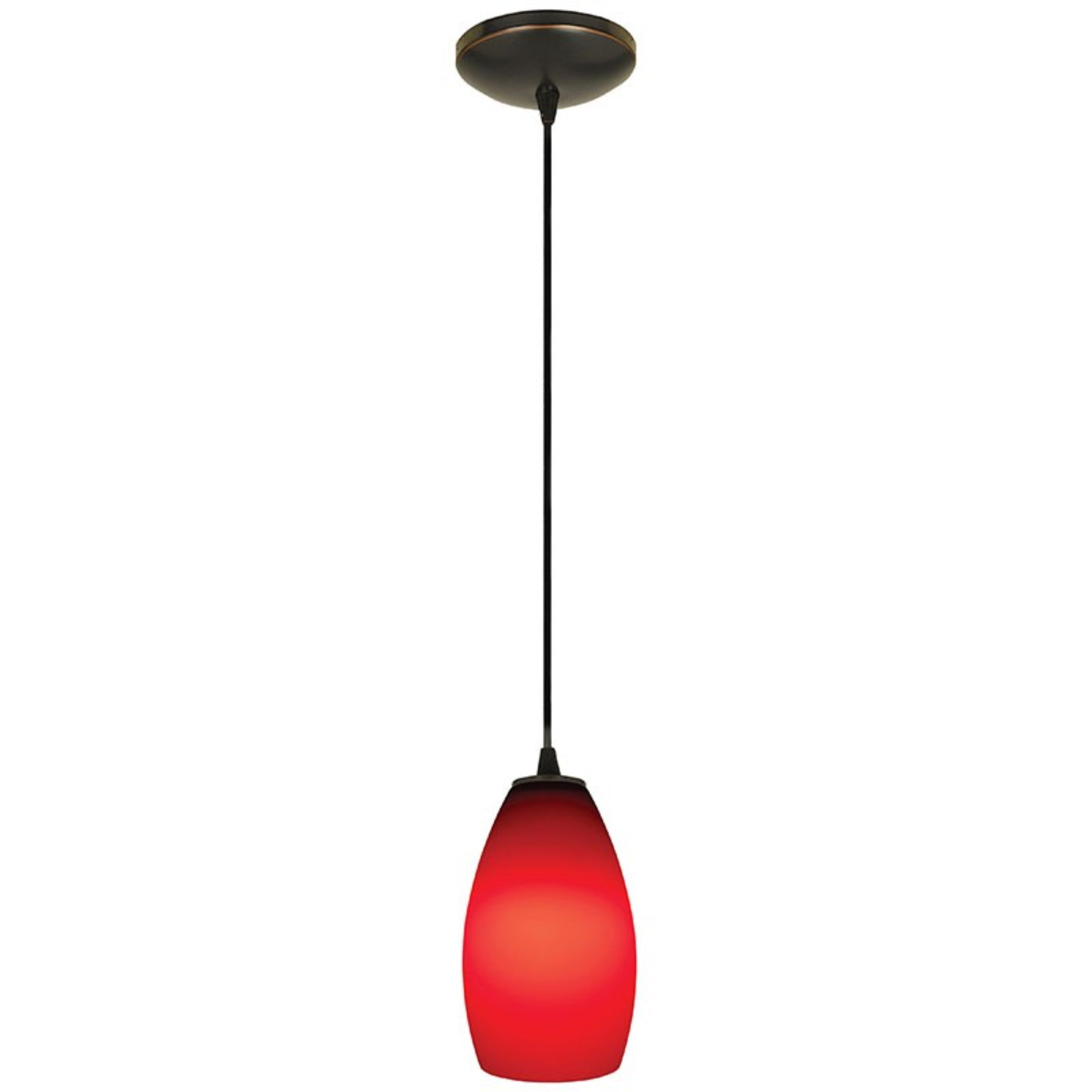 Champagne 9" Pendant, Oil Rubbed Bronze Finish, Red Diffuser, Cord - Bees Lighting