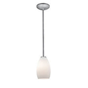 Champagne 9" Pendant, Brushed Steel Finish, Opal Diffuser, Rod - Bees Lighting