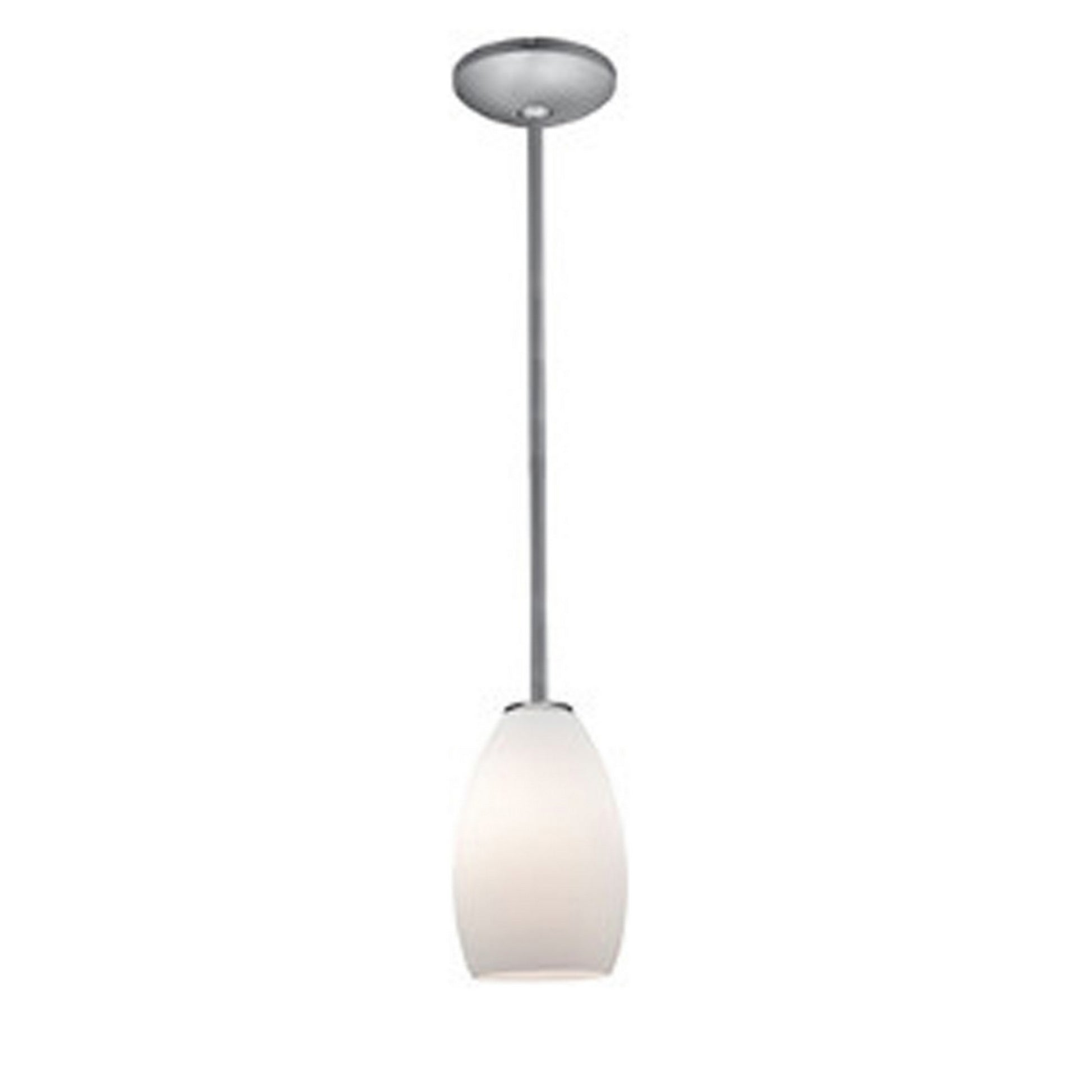 Champagne 9" Pendant, Brushed Steel Finish, Opal Diffuser, Rod - Bees Lighting