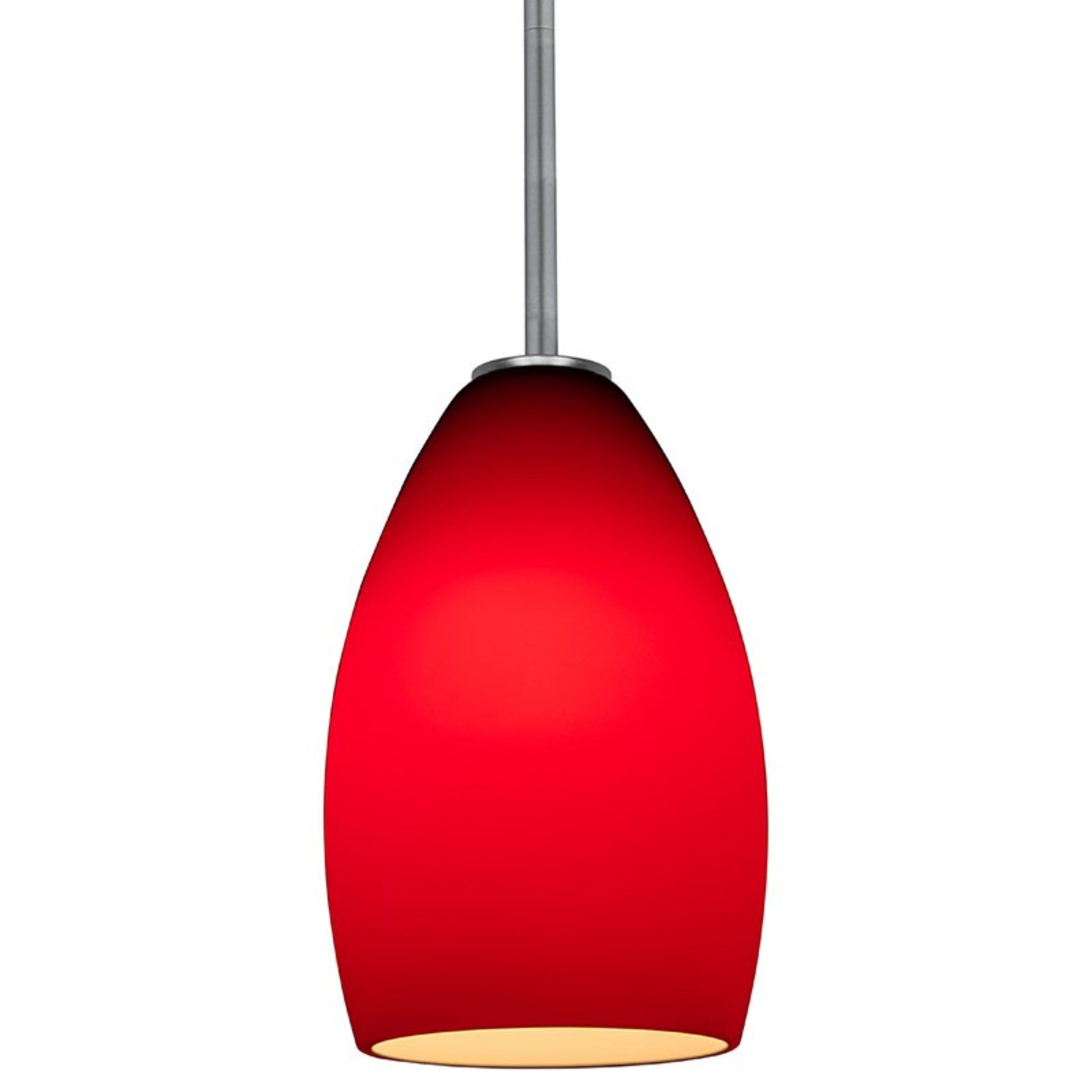 Champagne 9" Pendant, Brushed Steel Finish, Red Diffuser, Rod - Bees Lighting