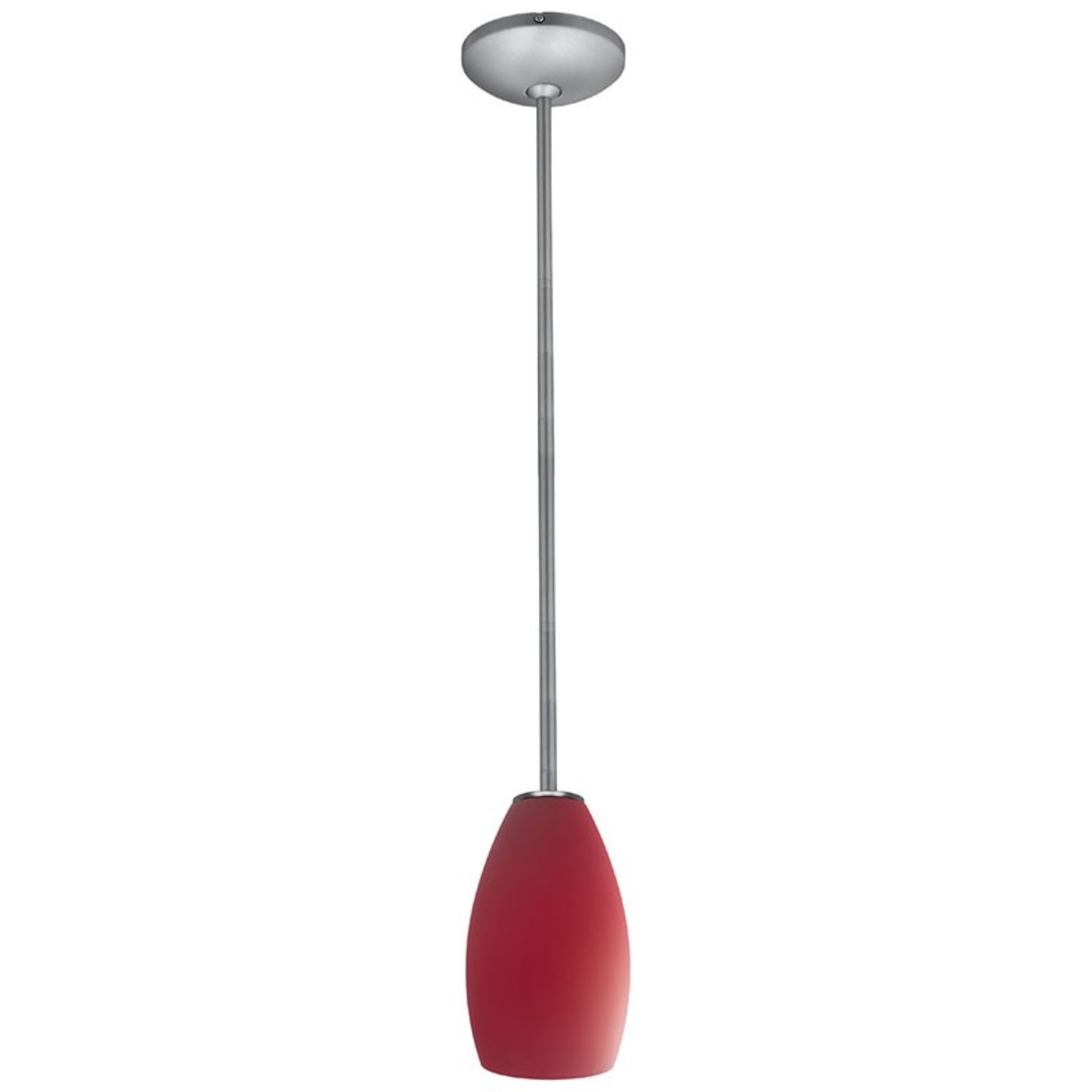 Champagne 9" Pendant, Brushed Steel Finish, Red Diffuser, Rod - Bees Lighting