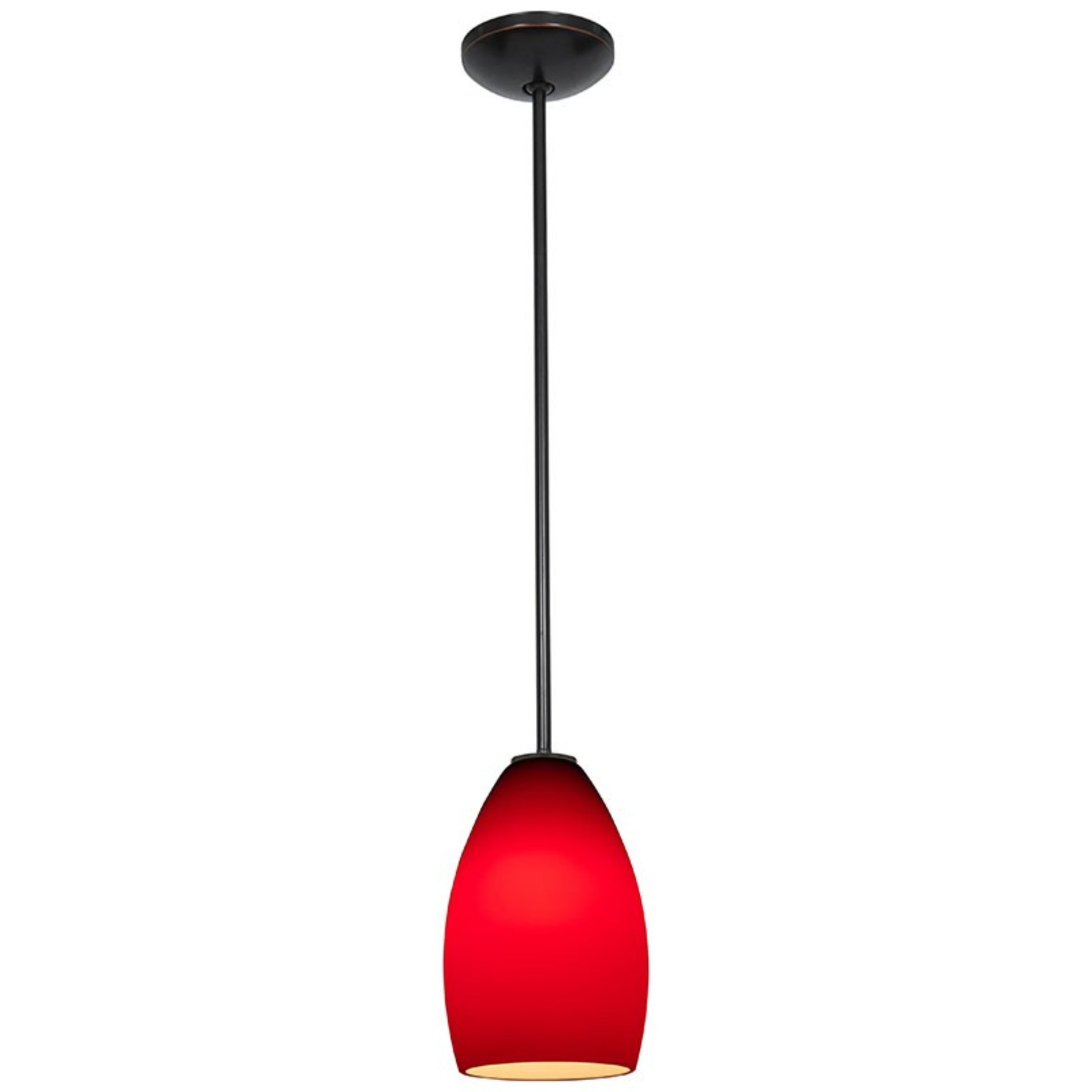Champagne 9" Pendant, Oil Rubbed Bronze Finish, Red Diffuser, Rod - Bees Lighting