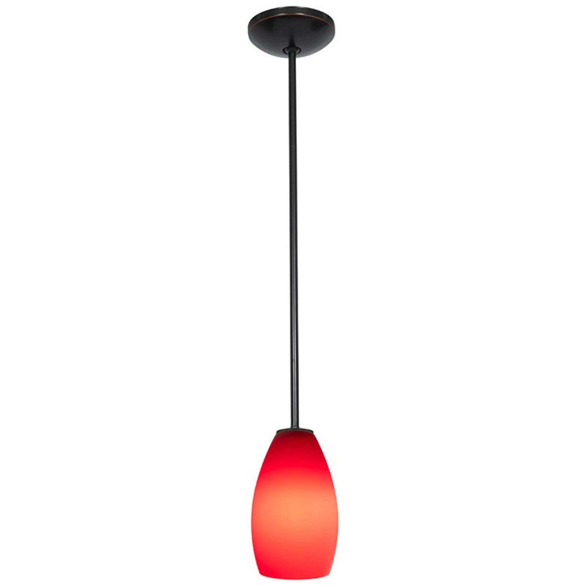 Champagne 9" Pendant, Oil Rubbed Bronze Finish, Red Diffuser, Rod - Bees Lighting