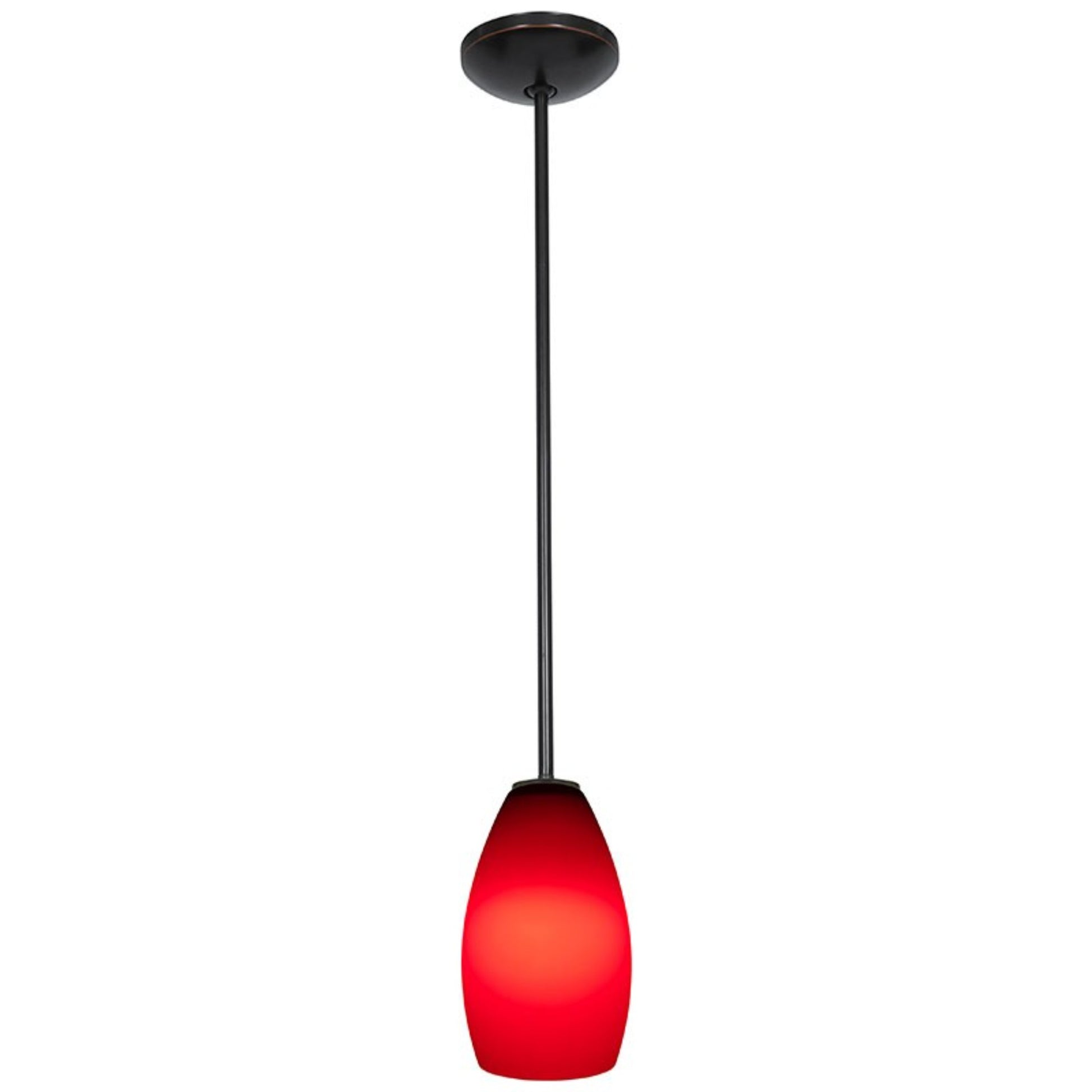 Champagne 9" Pendant, Oil Rubbed Bronze Finish, Red Diffuser, Rod - Bees Lighting