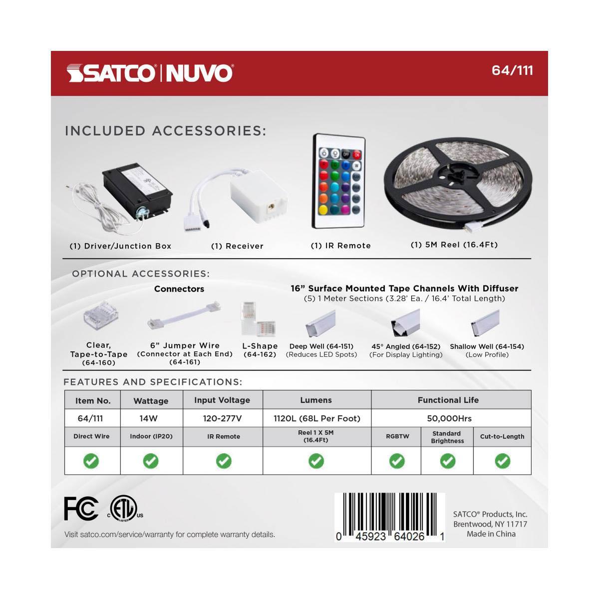Dimension Performer LED Tape Light Kit with Remote, 16Ft Reel, RGB and Tunable White, 24V, Direct Wired Connection