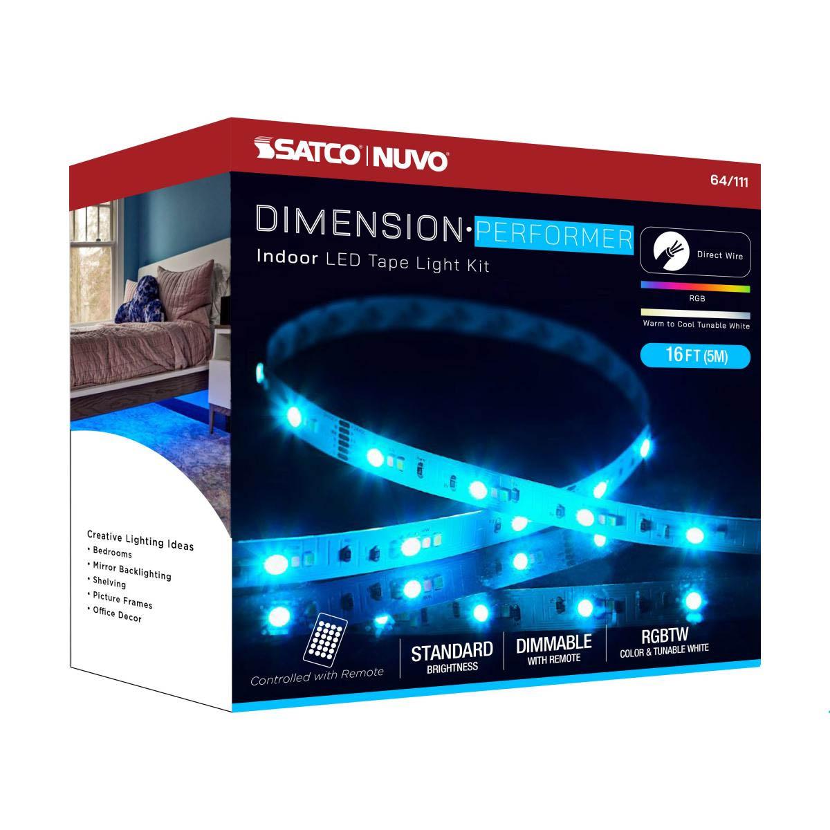 Dimension Performer LED Tape Light Kit with Remote, 16Ft Reel, RGB and Tunable White, 24V, Direct Wired Connection