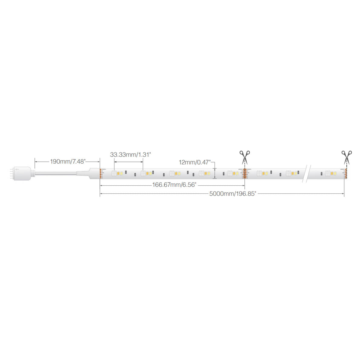 Dimension Plus LED Smart Tape Light Kit, 16Ft Reel, RGB + Tunable White, 24V, Plug Connection - Bees Lighting